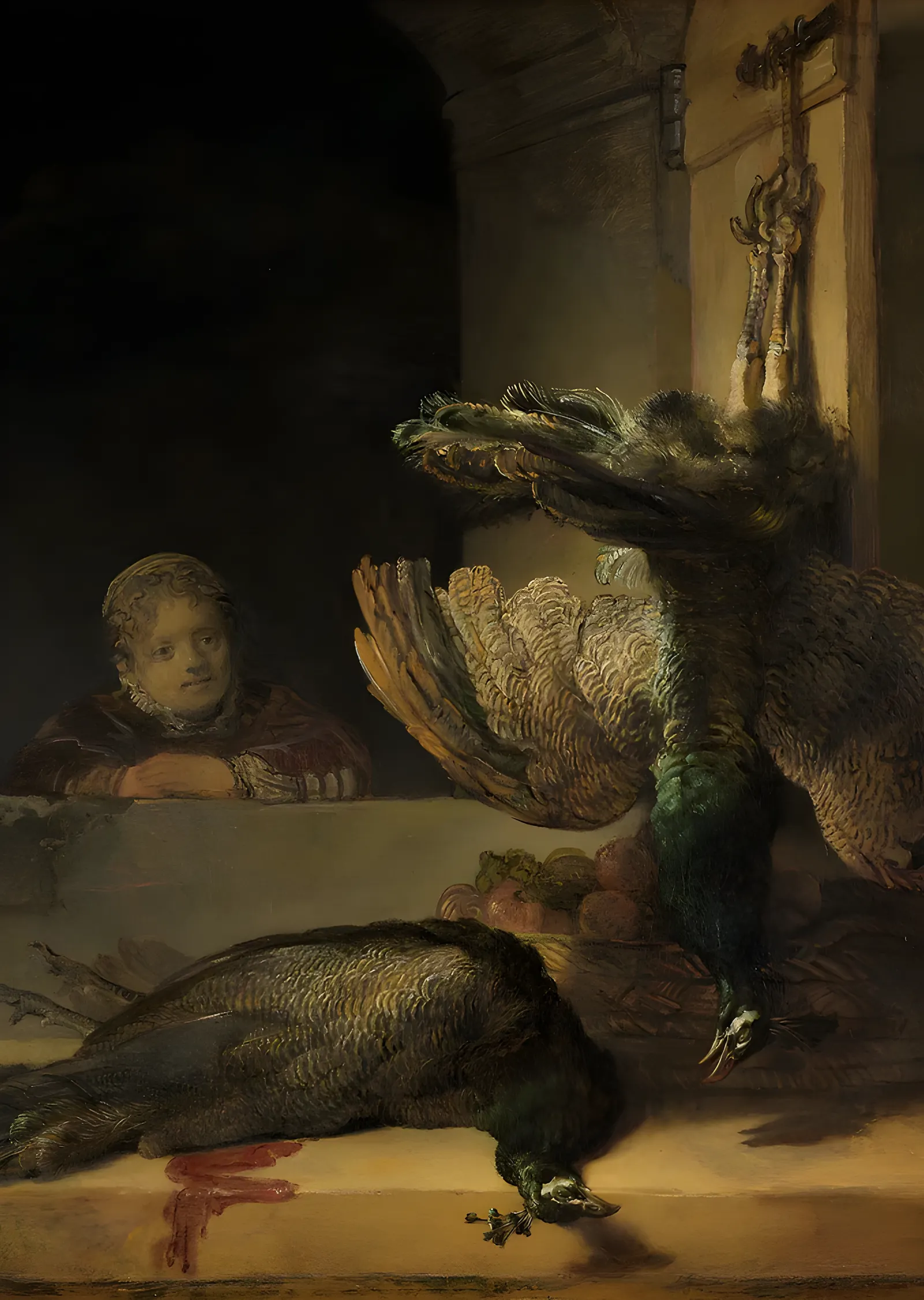 Tavus Kuşlu Natürmort - Rembrandt metal tablo