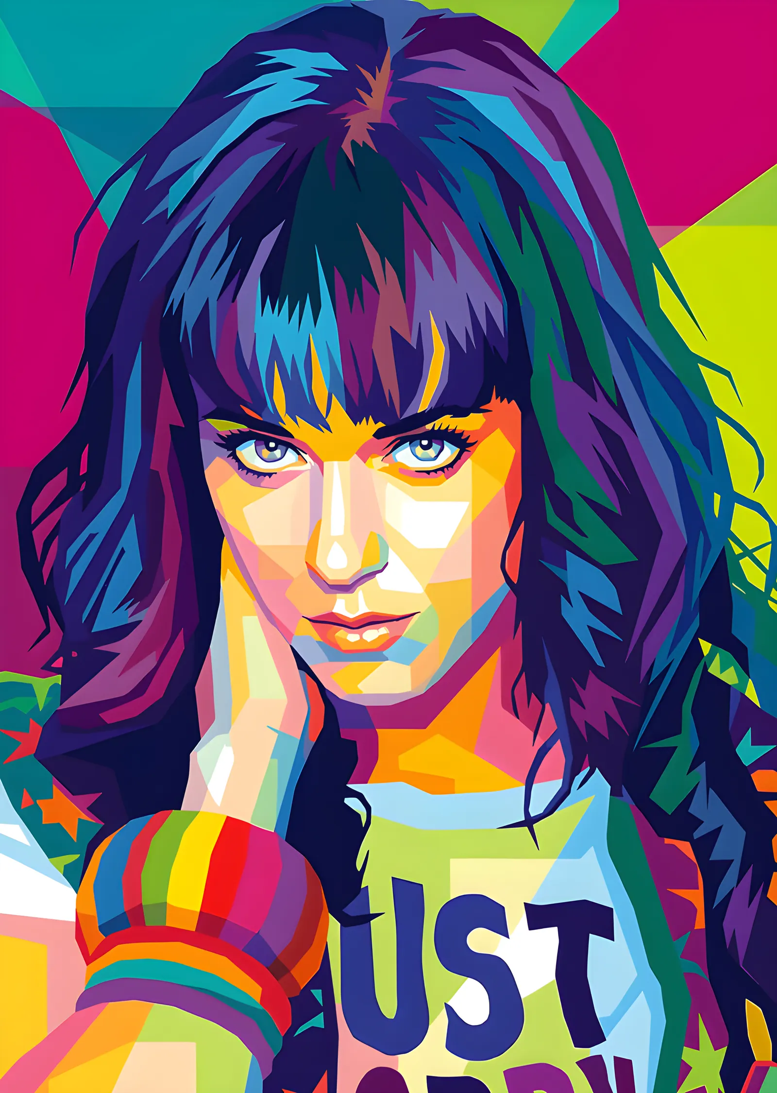 Katy Perry: Renkli Vektör metal tablo