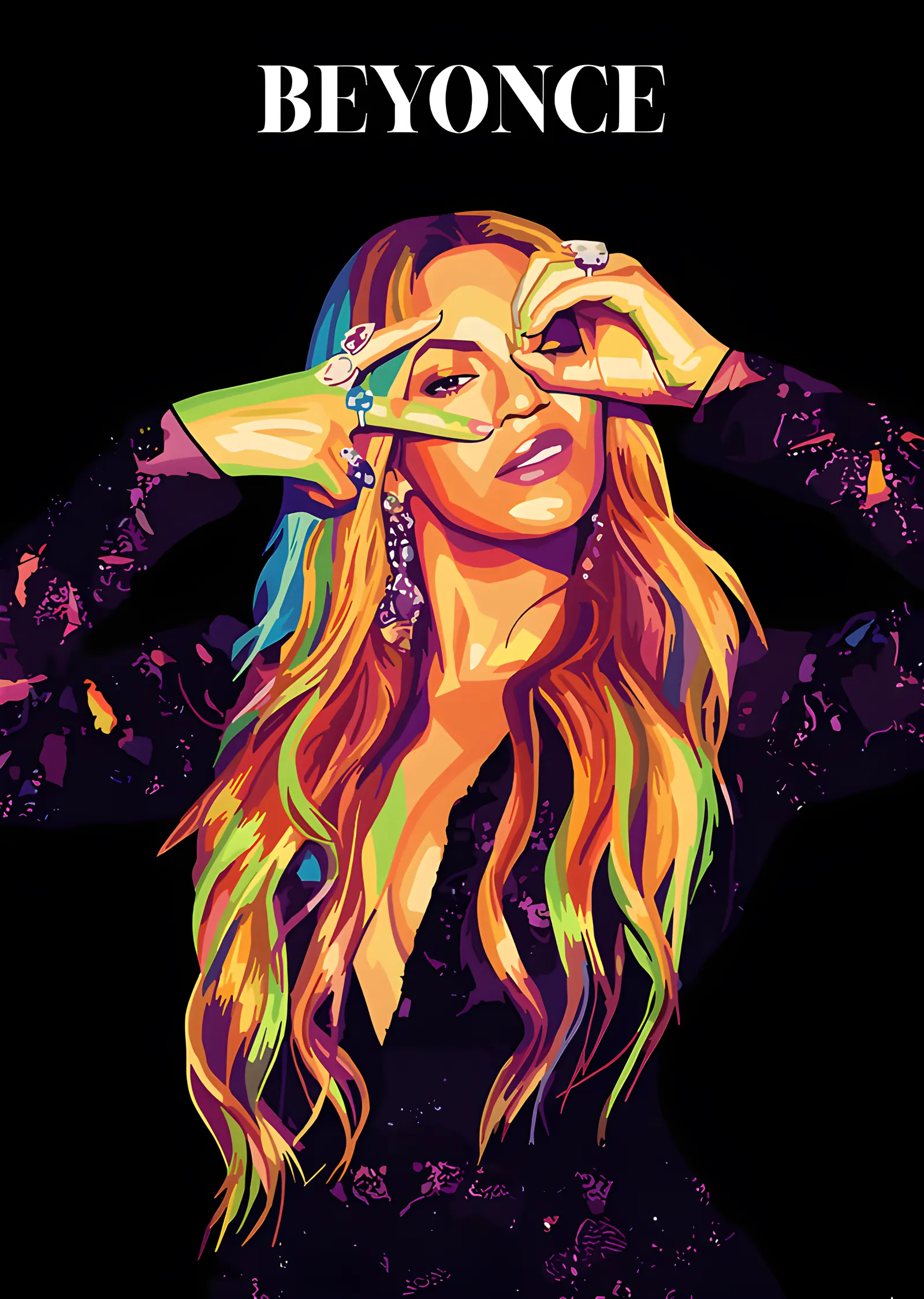 Beyoncé - Renk Bloklu Portre metal tablo