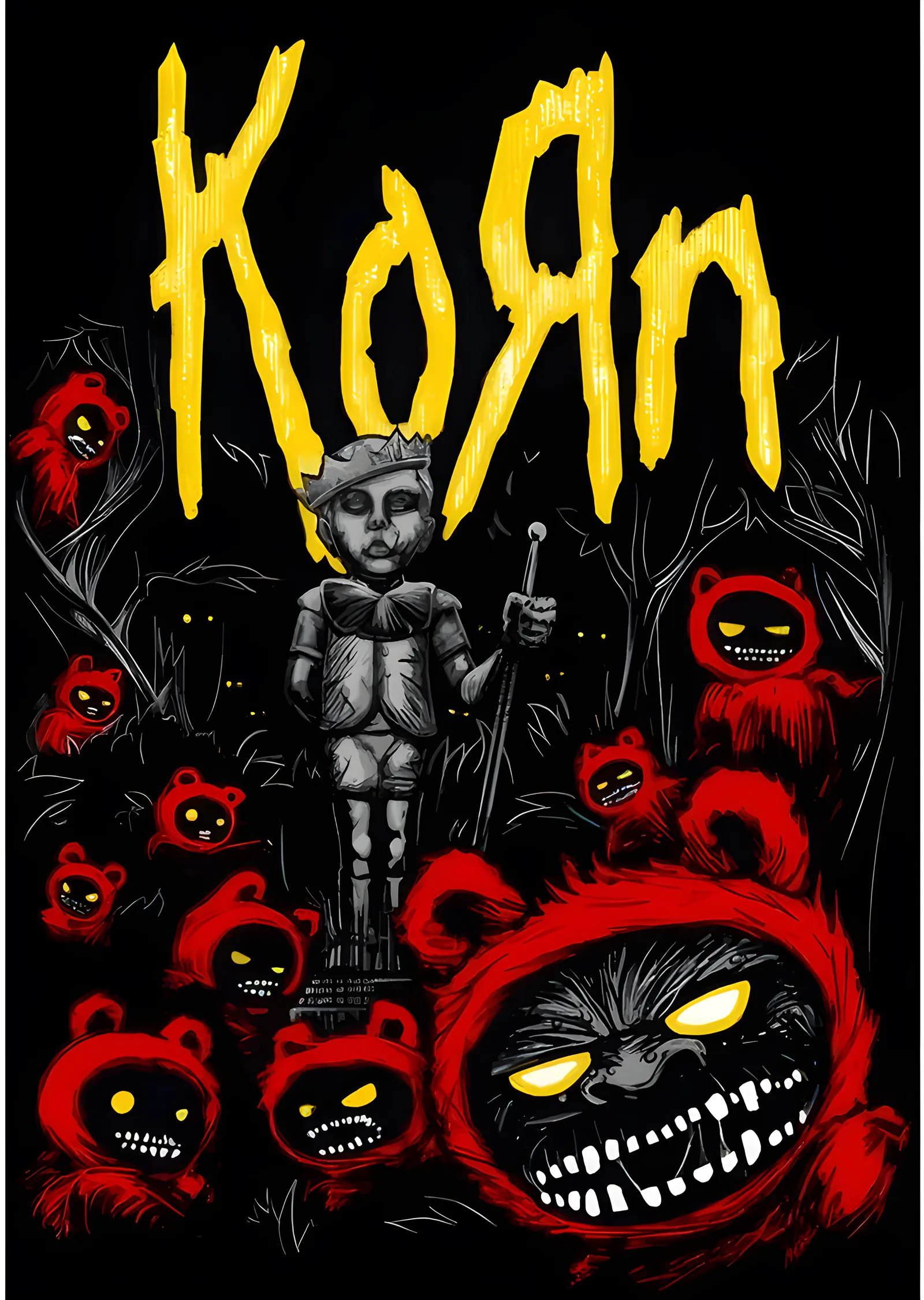 Korn - Kırmızı Oyuncak Ayılar metal tablo