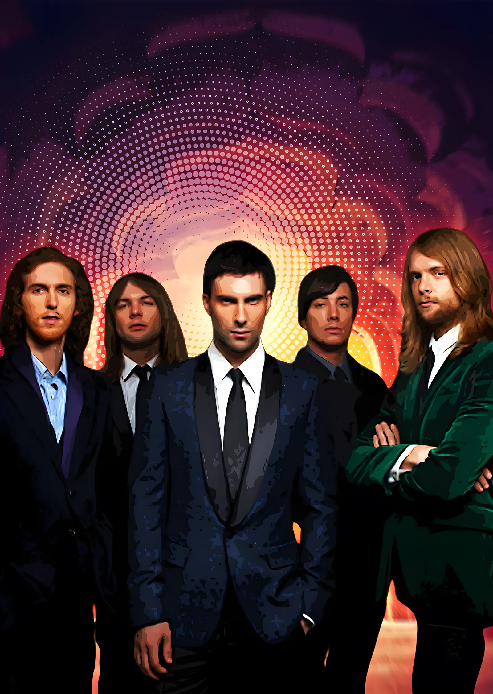 Maroon 5 - Takım Elbiseli Grup Karesi metal tablo