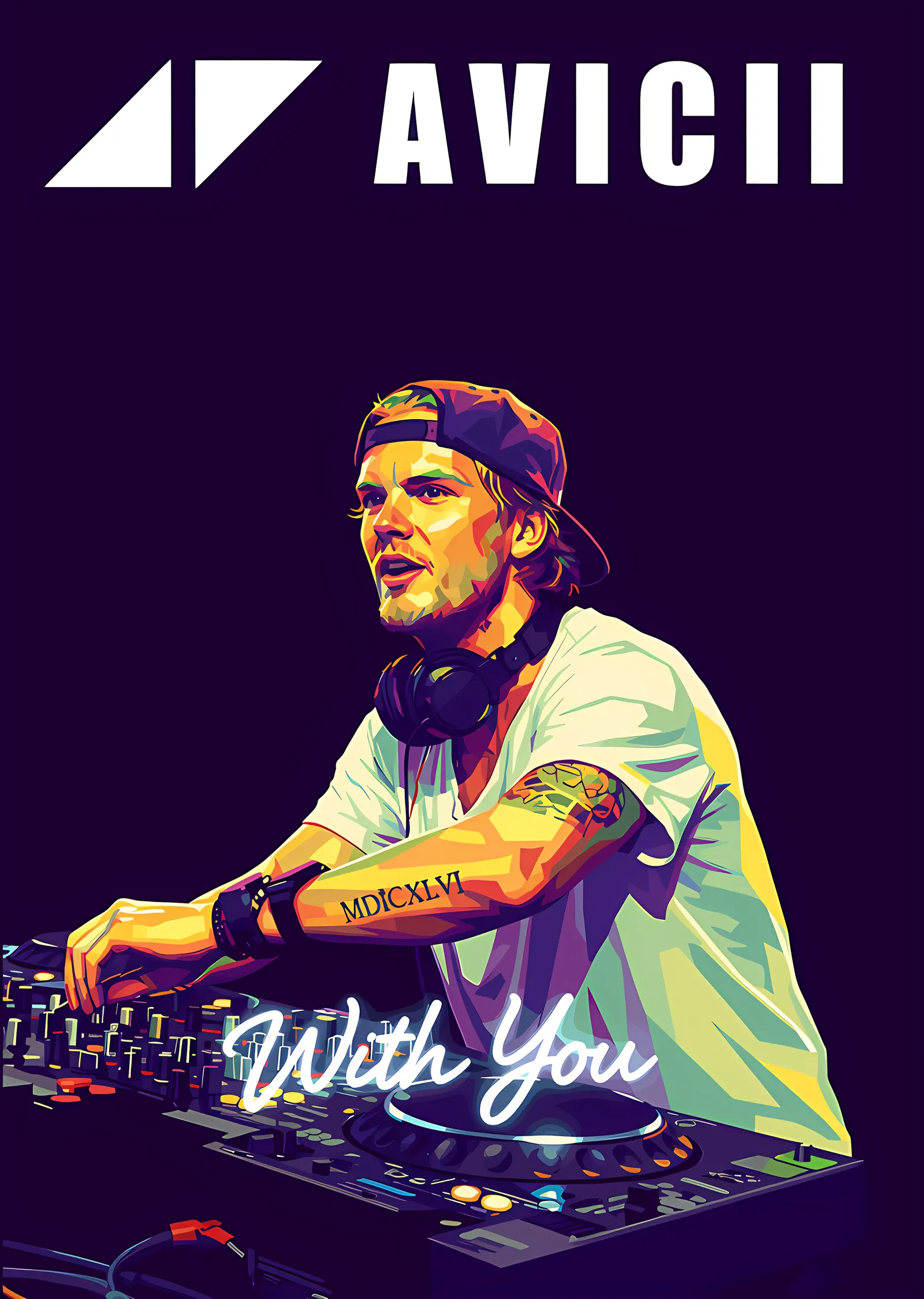 Avicii - With You Renk Bloklu Kabin metal tablo