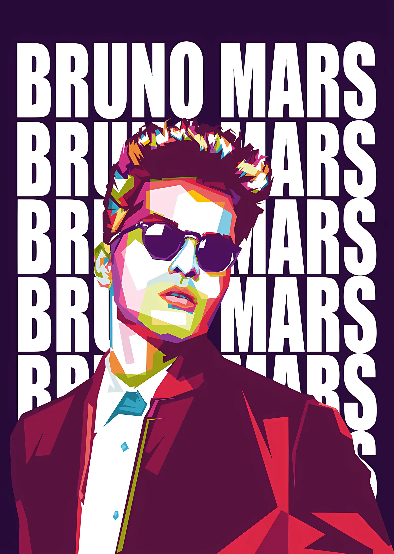 Bruno Mars - Tekrarlı İsim Tipografisi metal tablo