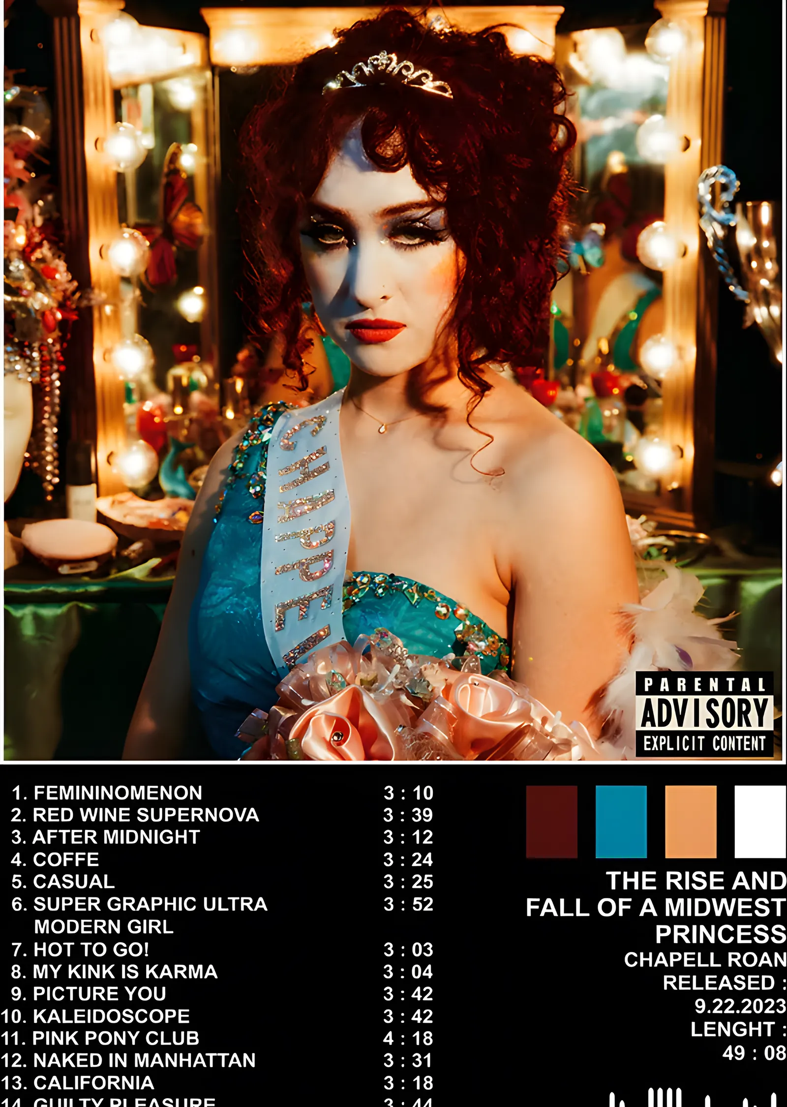 Chappell Roan - Midwest Princess Tracklist metal tablo