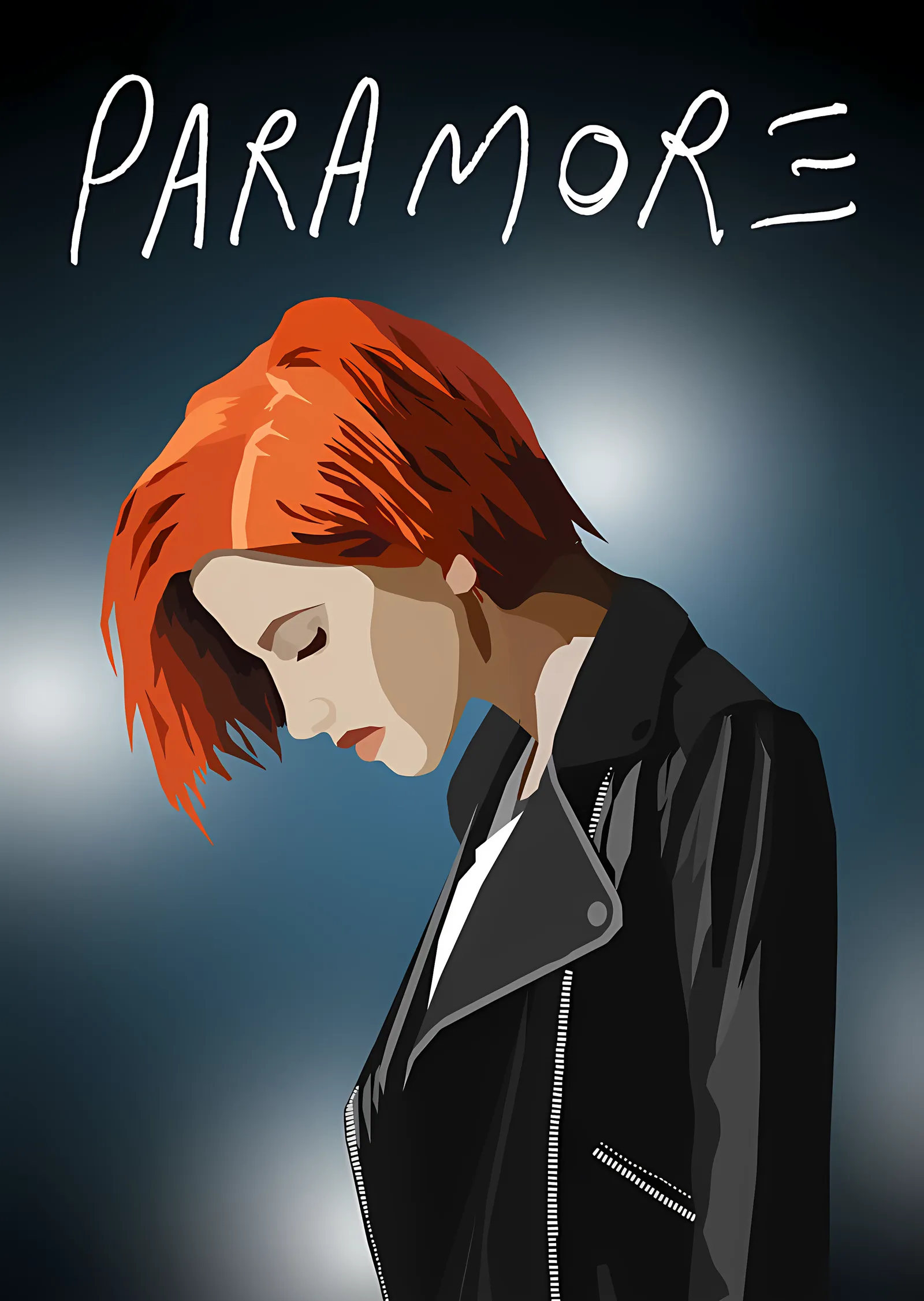 Paramore - Deri Ceketli Vektör Portre metal tablo