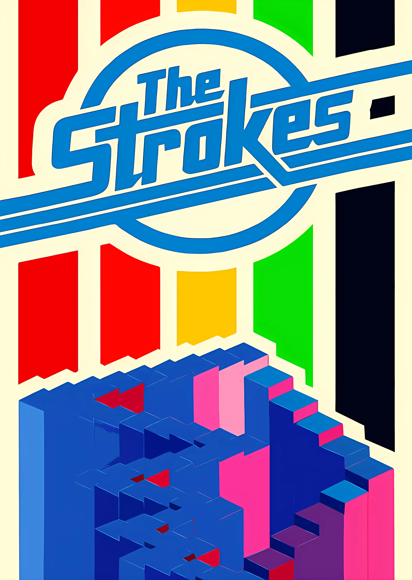 The Strokes - Renkli Geometrik Afiş metal tablo