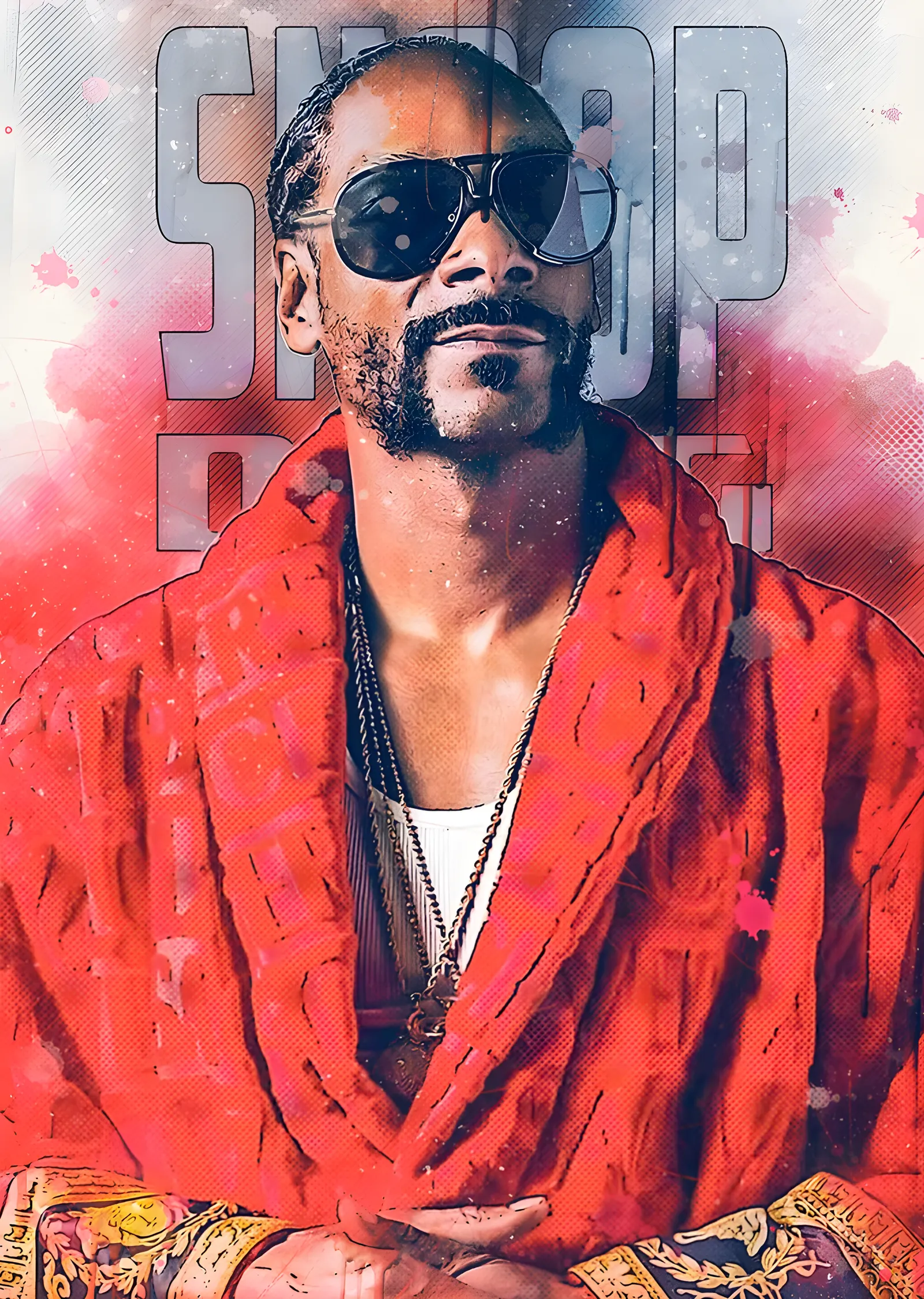 Snoop Dogg - Kırmızı Kaftanlı Portre metal tablo