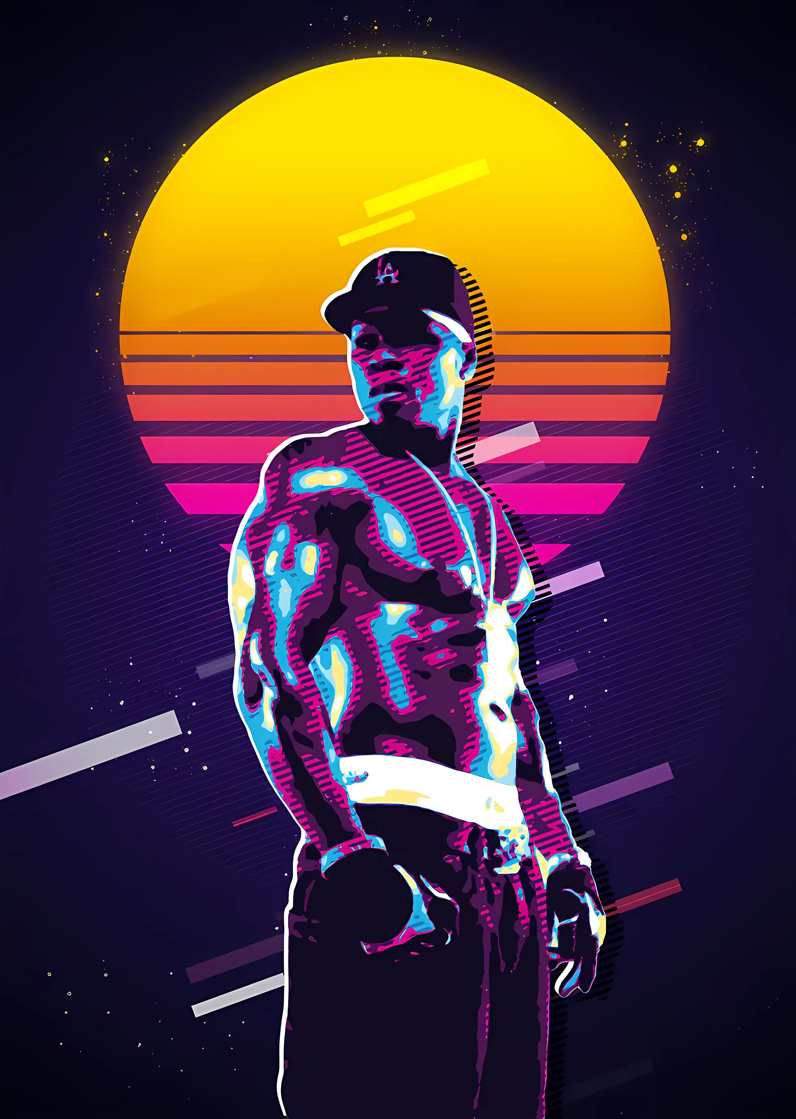 50 Cent - Retro Güneş Silüeti metal tablo