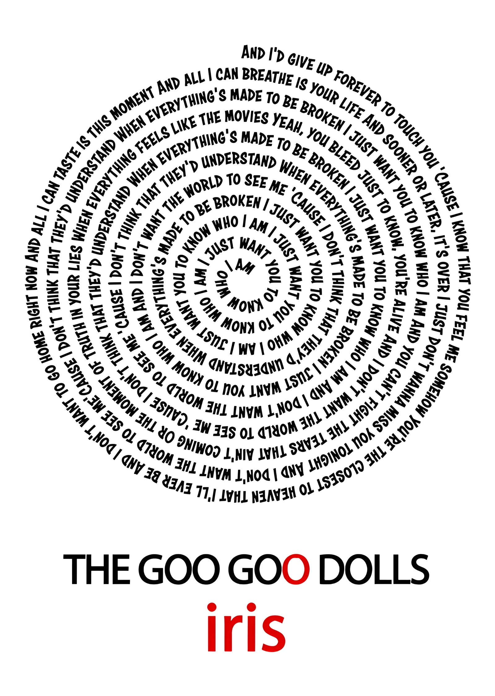 The Goo Goo Dolls - Iris Sarmal Sözler metal tablo