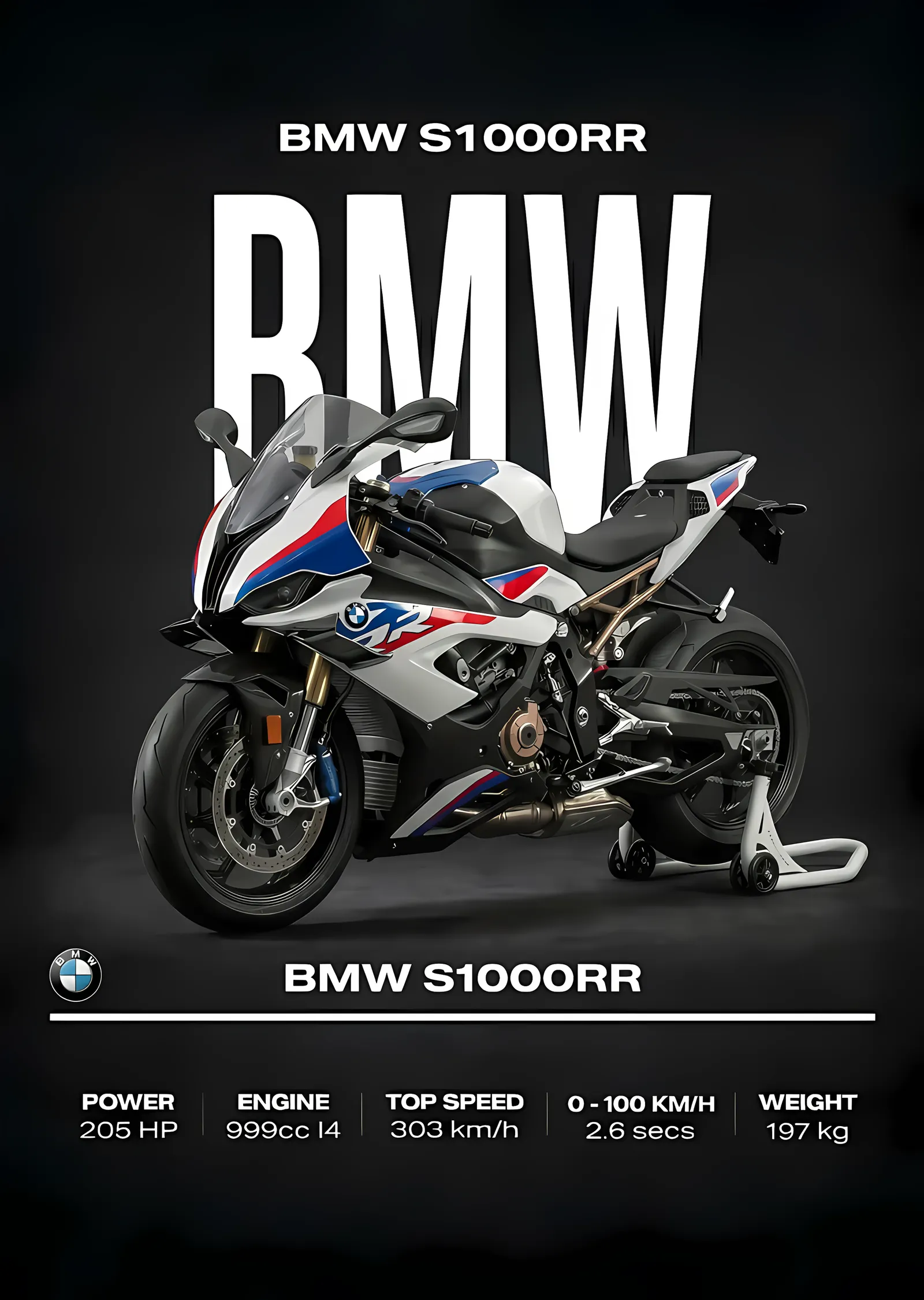 BMW S1000RR - Teknik Künye Afişi metal tablo