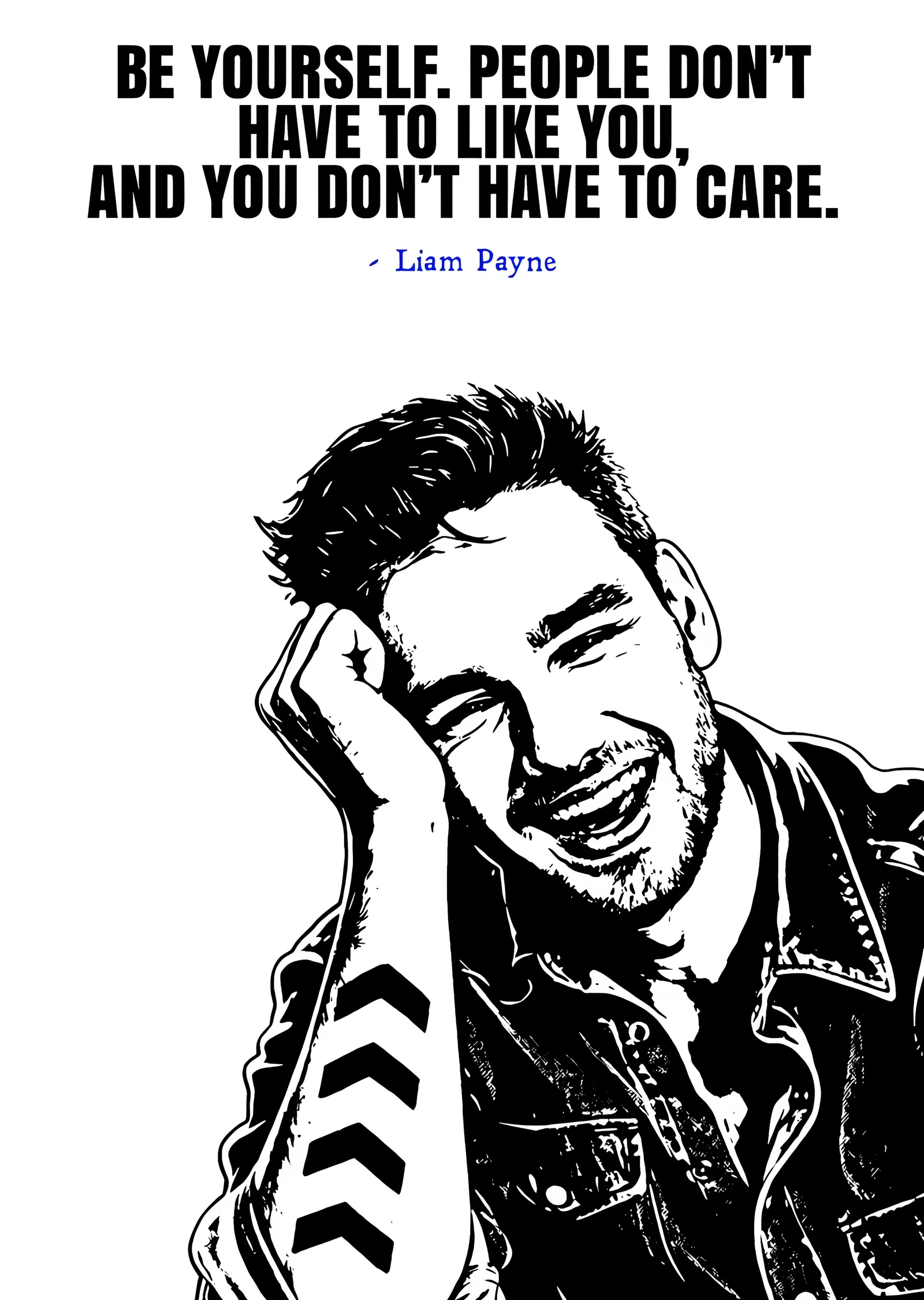 Liam Payne - Beyaz Zeminde Alıntı Çizimi metal tablo