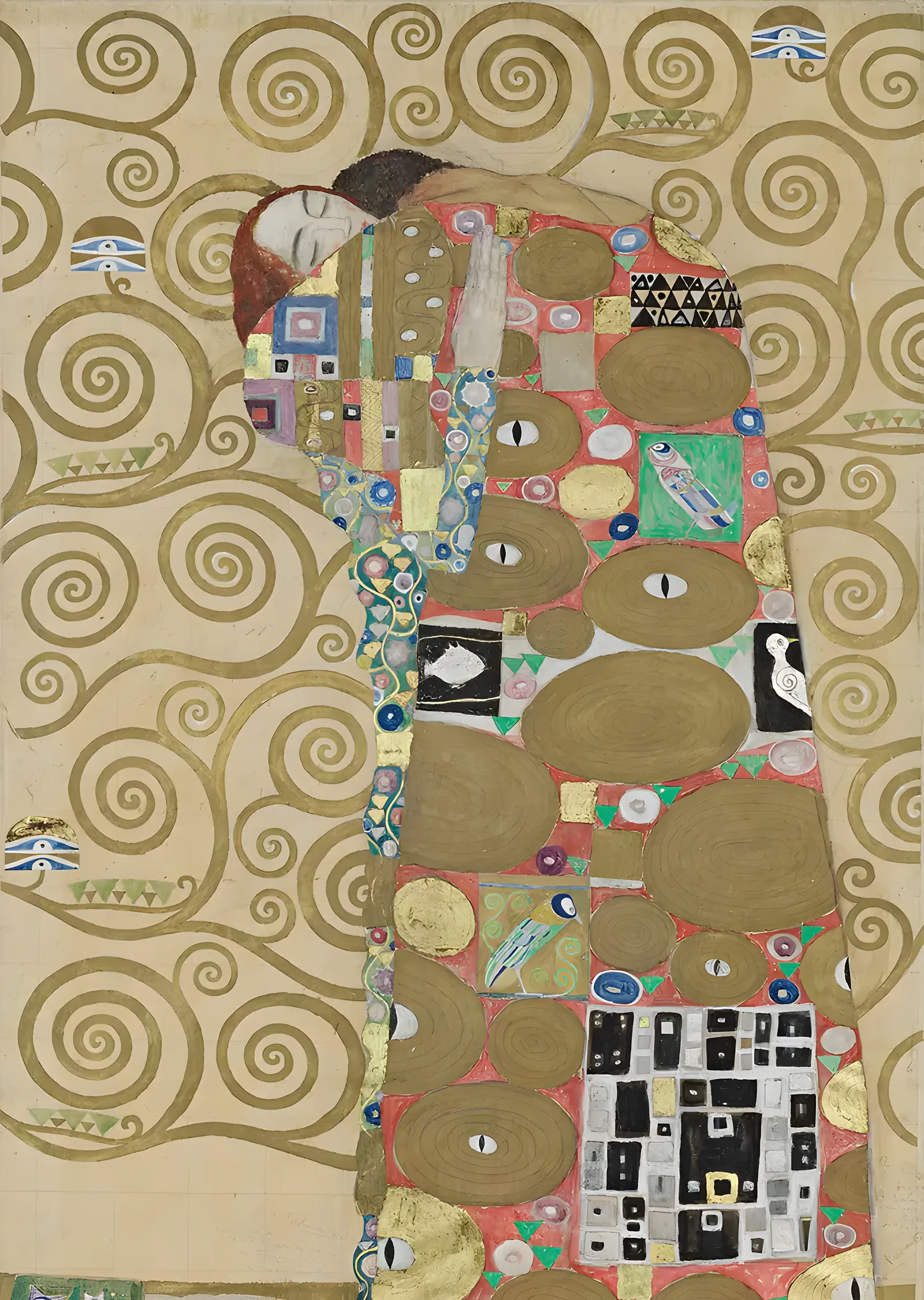 Gustav Klimt - Kucaklaşma Detay metal tablo