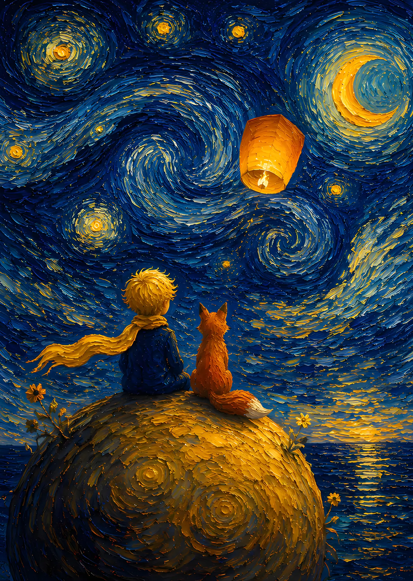 The Little Prince - Gökyüzüne Salınan Fener metal tablo