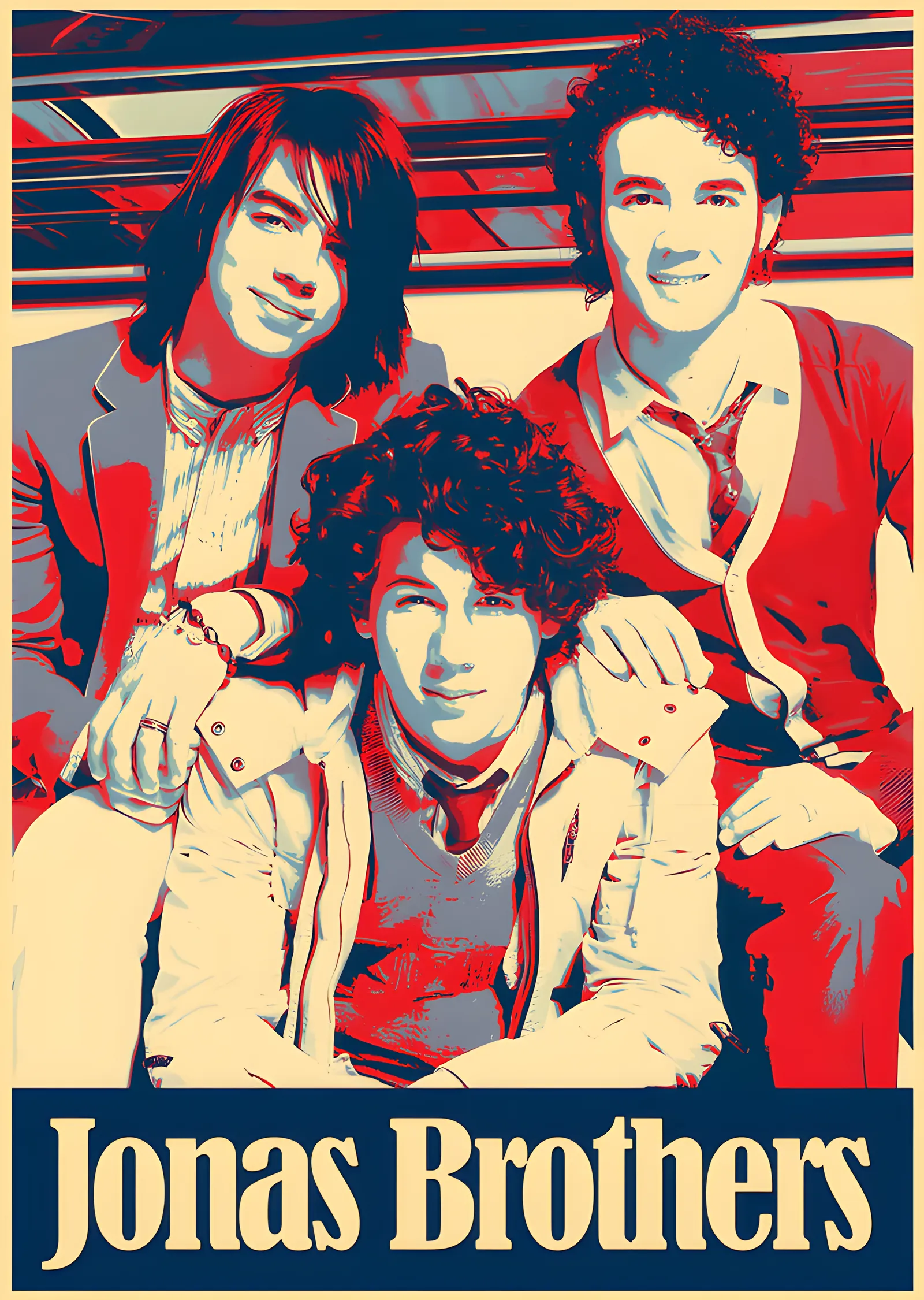 Jonas Brothers - Retro Poster Tarzı metal tablo