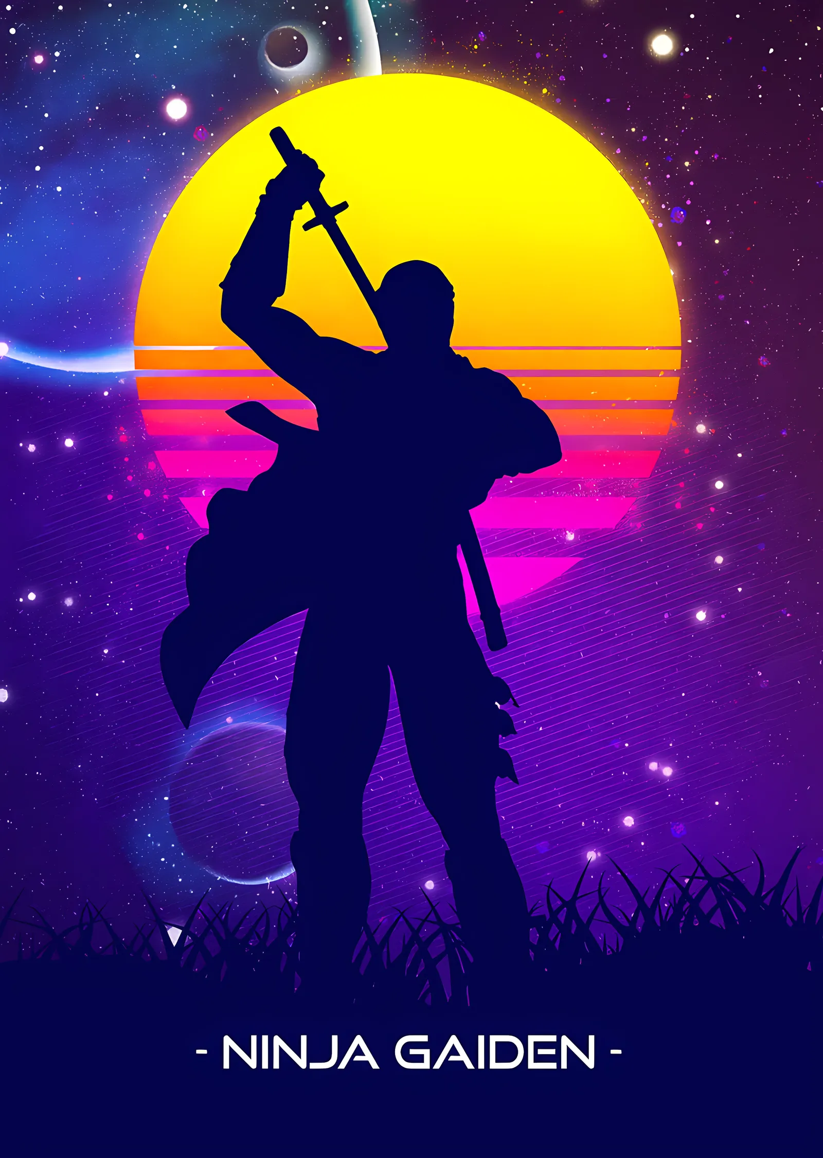 Ninja Gaiden - Synthwave metal tablo