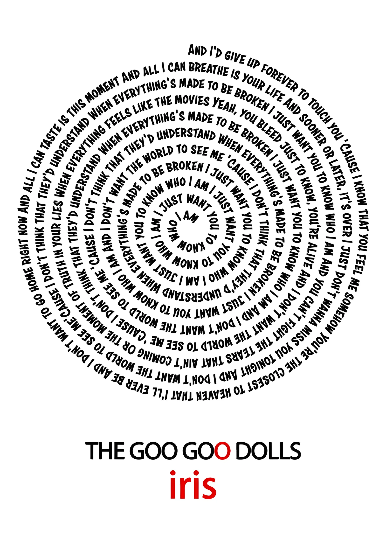 The Goo Goo Dolls - Iris Beyaz Sarmal metal tablo