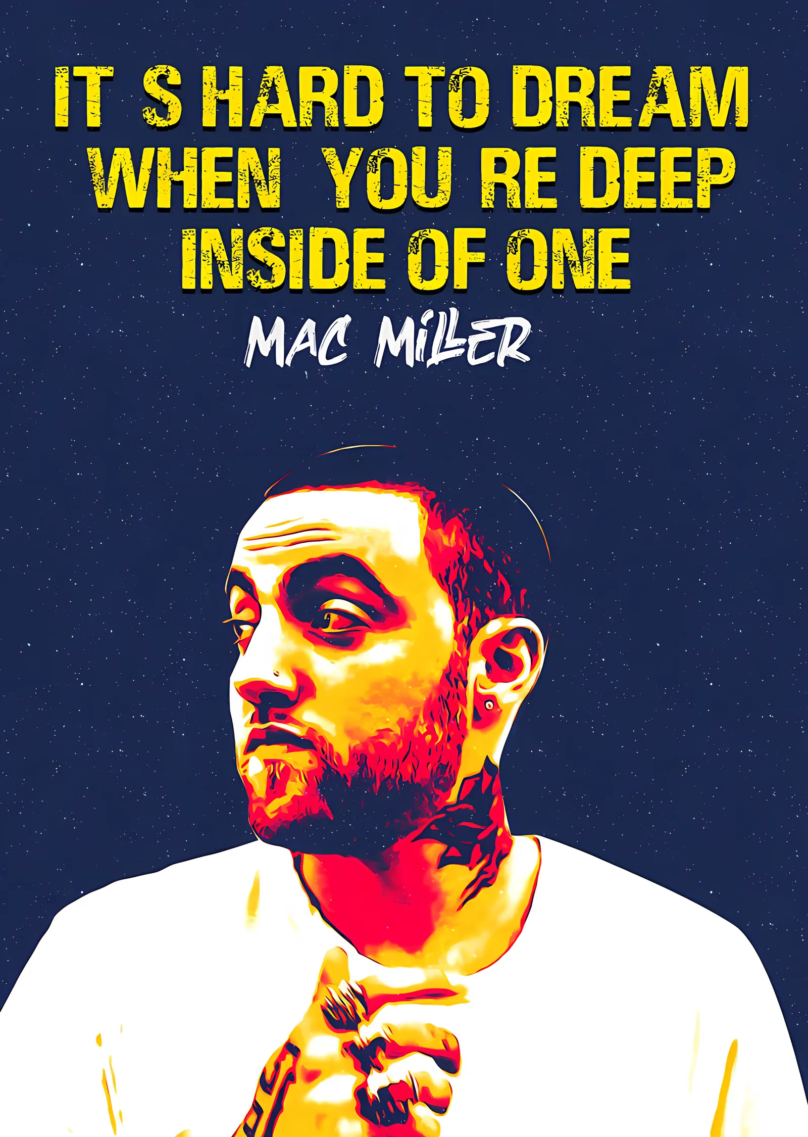 Mac Miller - Lacivert Zeminde Alıntı metal tablo