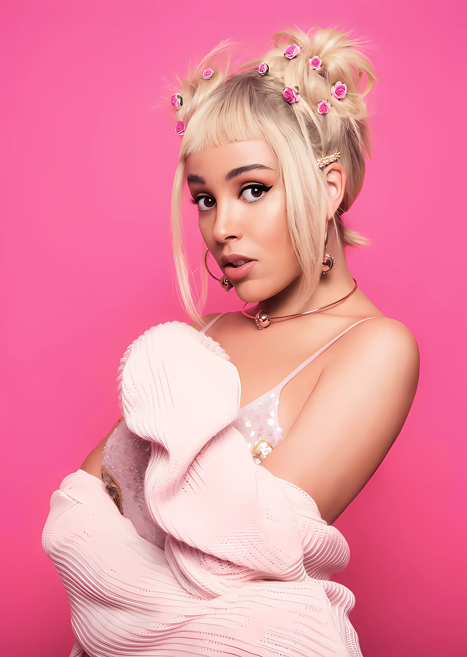 Doja Cat - Pembe Zeminde Kürk metal tablo