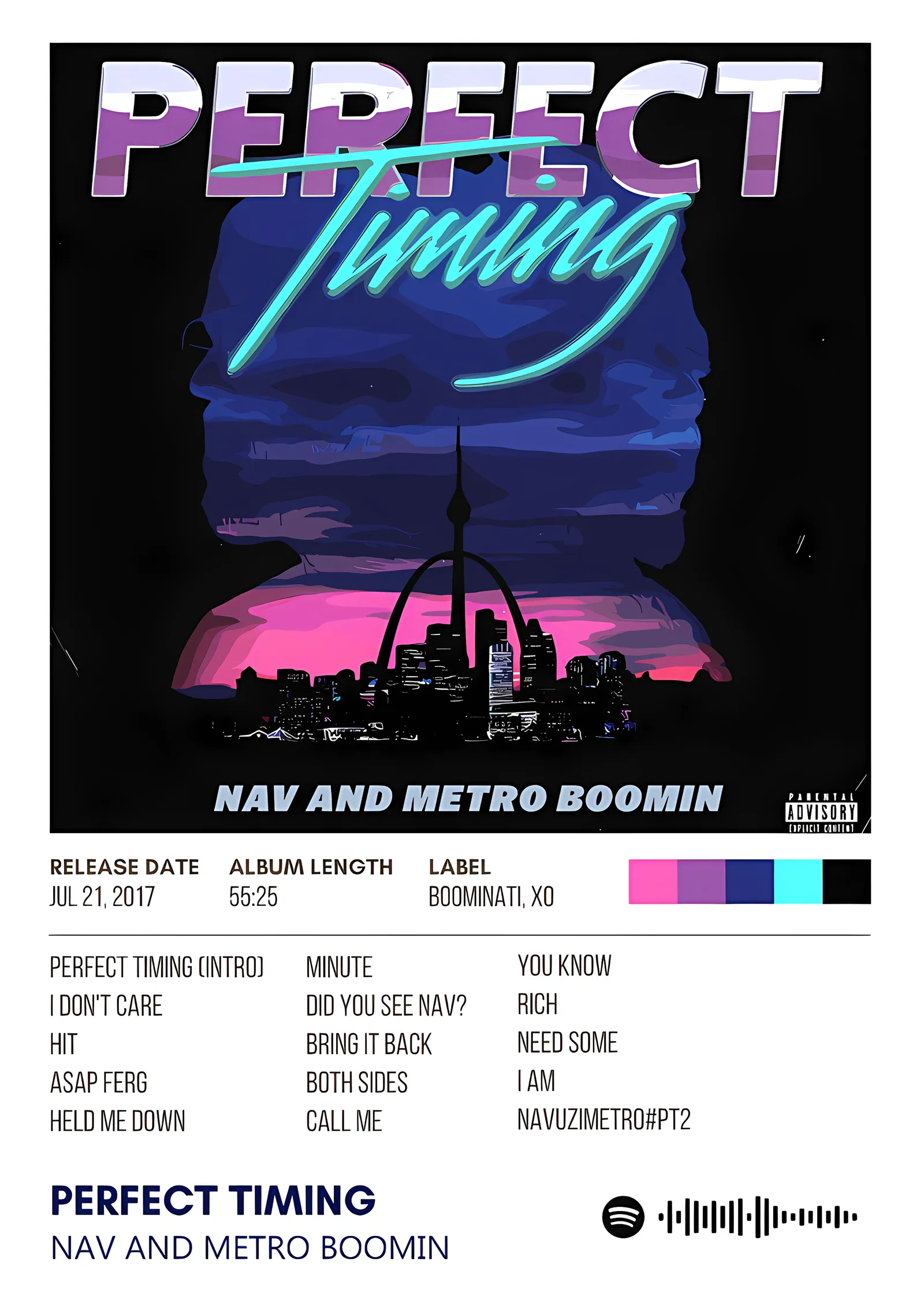 NAV ve Metro Boomin - Perfect Timing Künyesi metal tablo