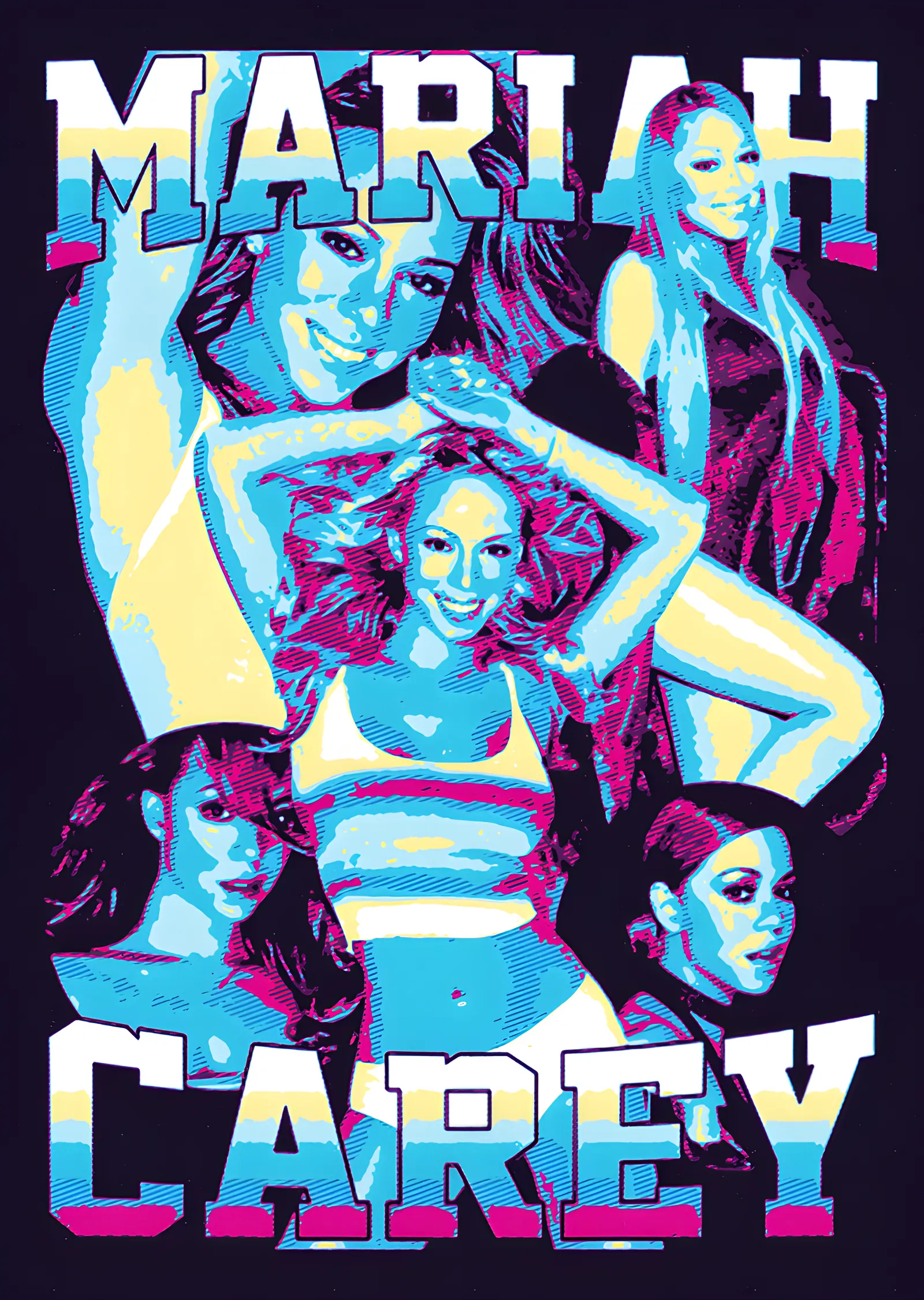 Mariah Carey - Retro Kolaj Afişi metal tablo