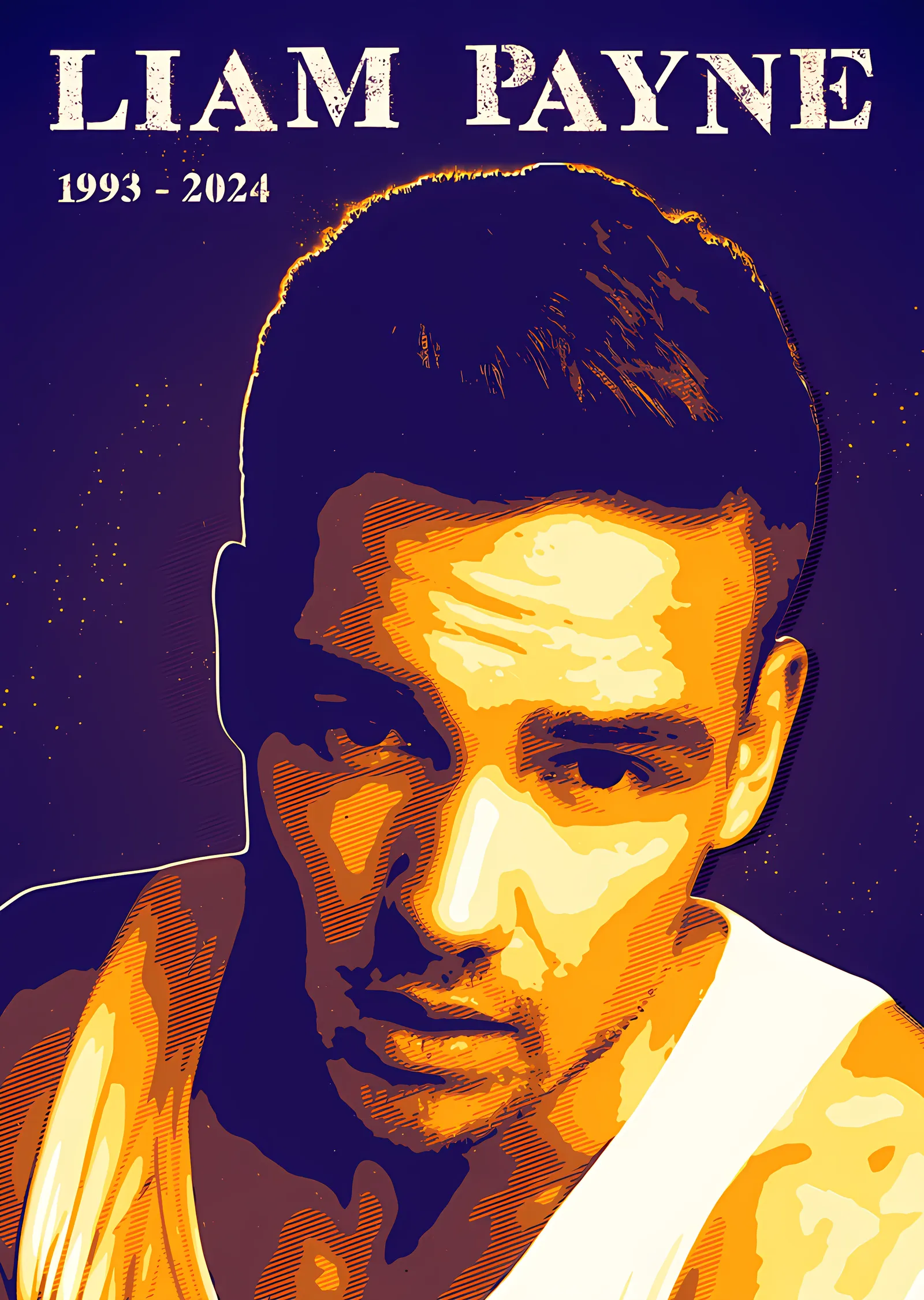 Liam Payne - Altın Renk Bloklu Portre metal tablo