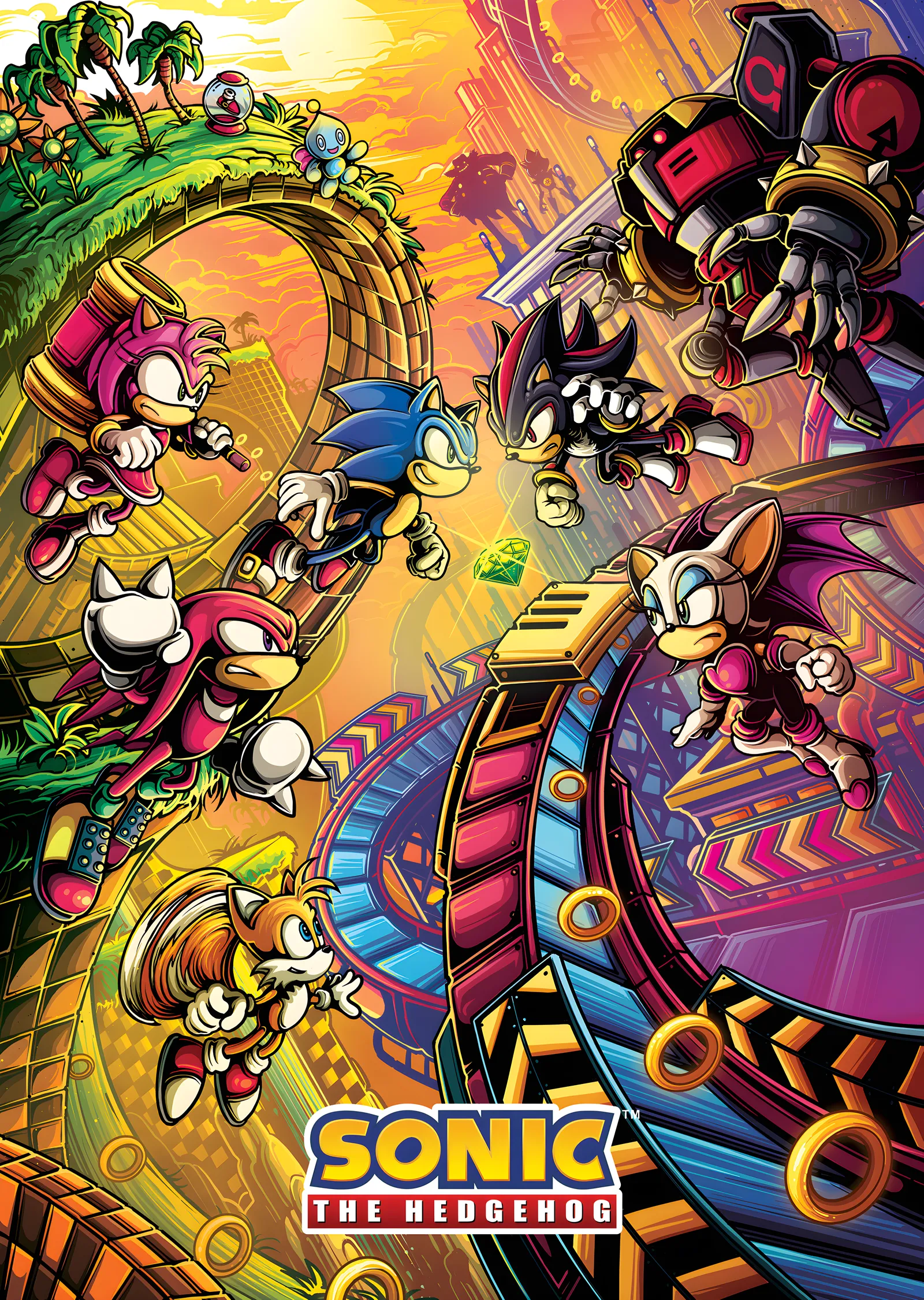 Sonic the Hedgehog - Renkli Hız Sahnesi metal tablo