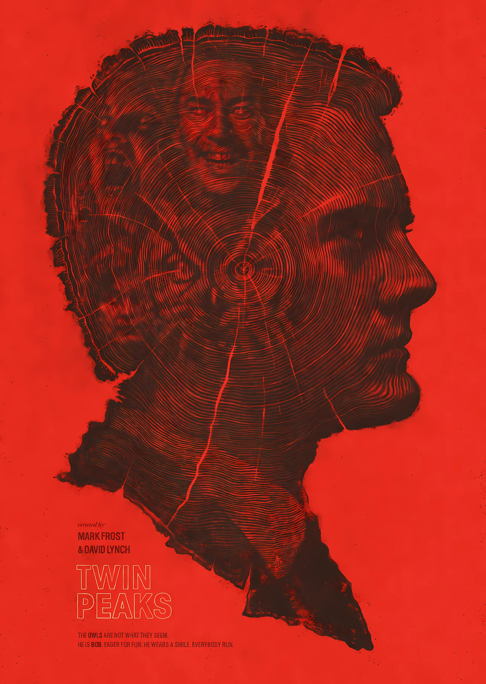 Twin Peaks - Kızıl Zeminde Profil Silueti metal tablo