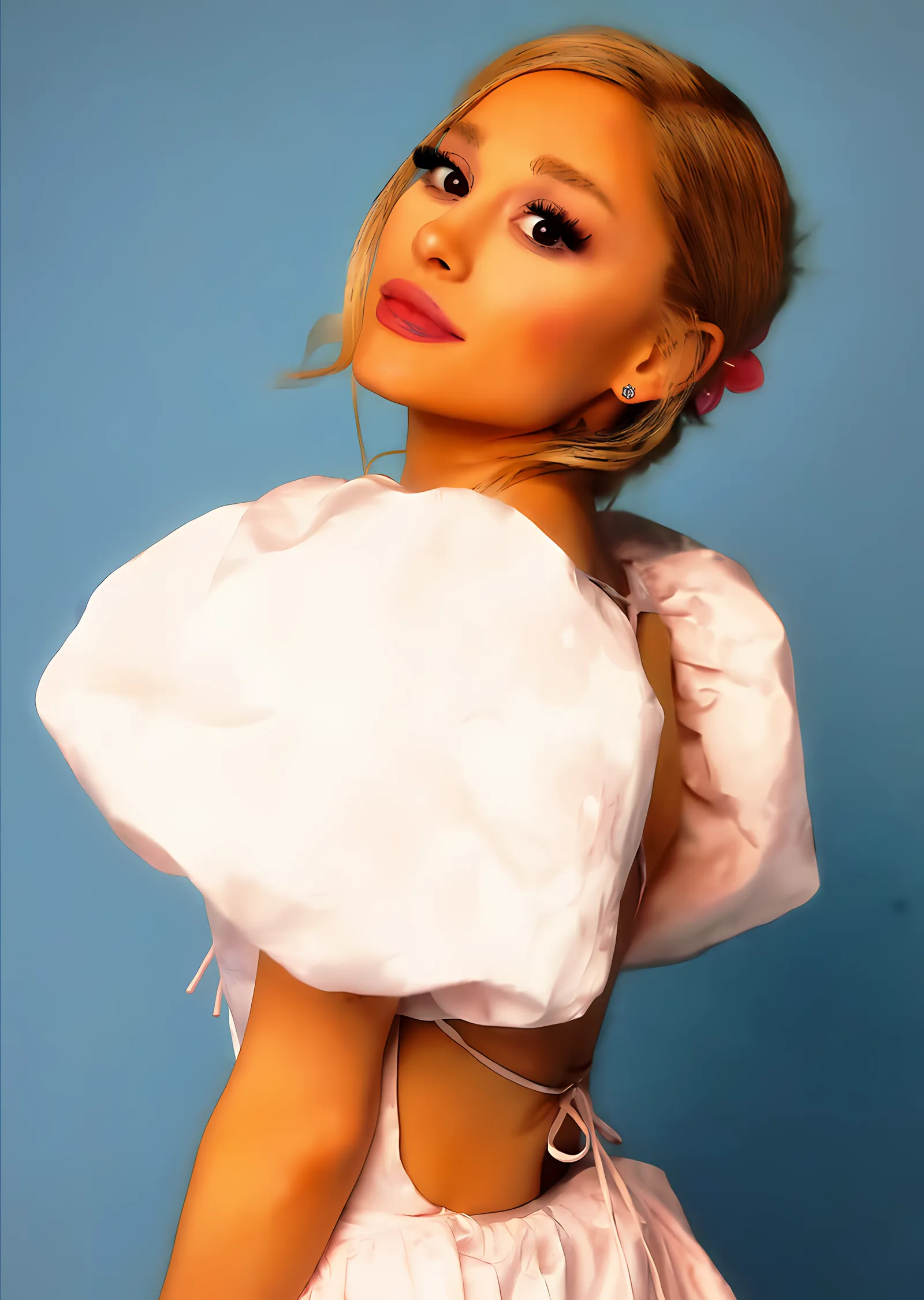Ariana Grande - Pembe Tüylü Elbise metal tablo