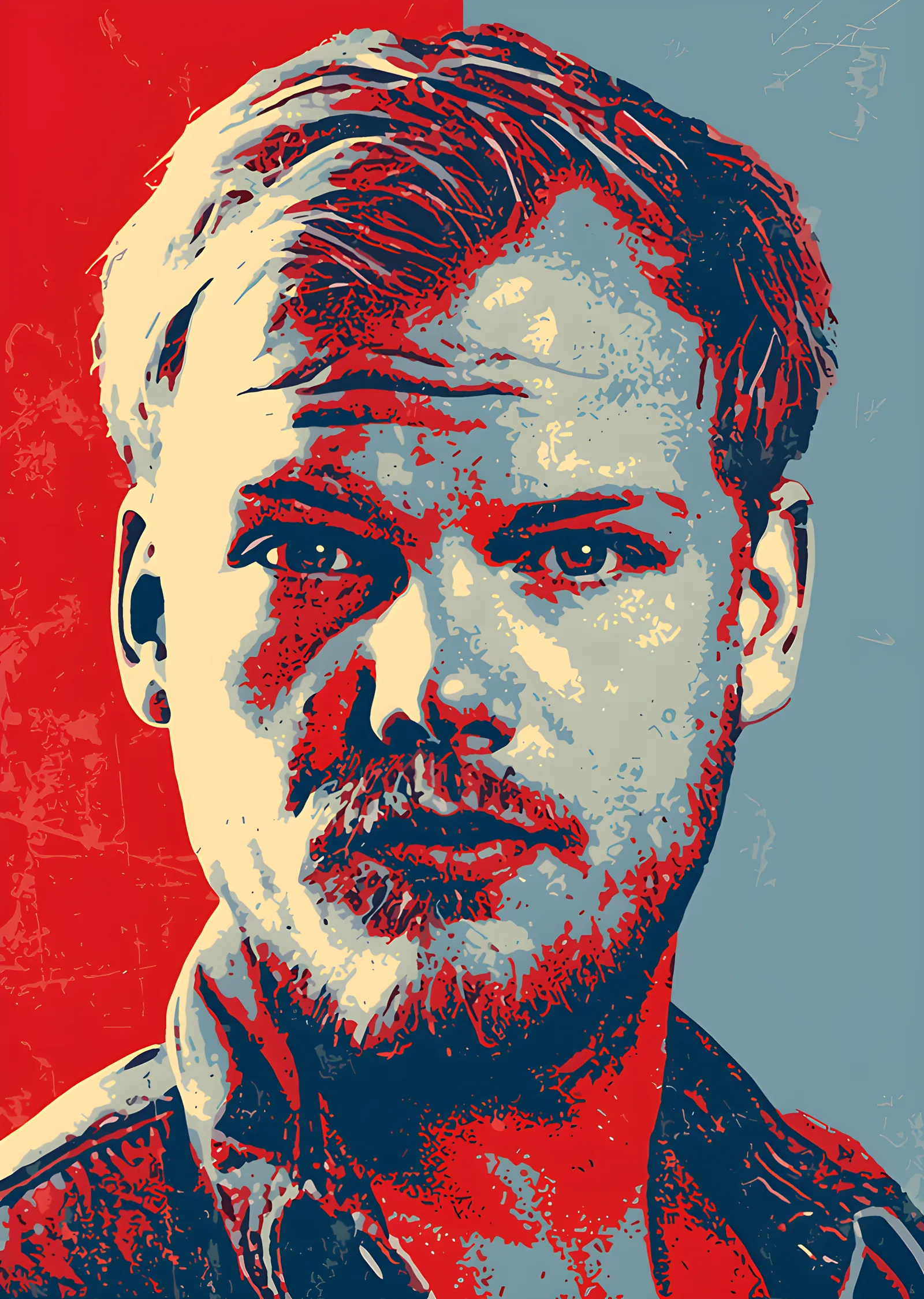 Avicii - Kırmızı Mavi Portre metal tablo