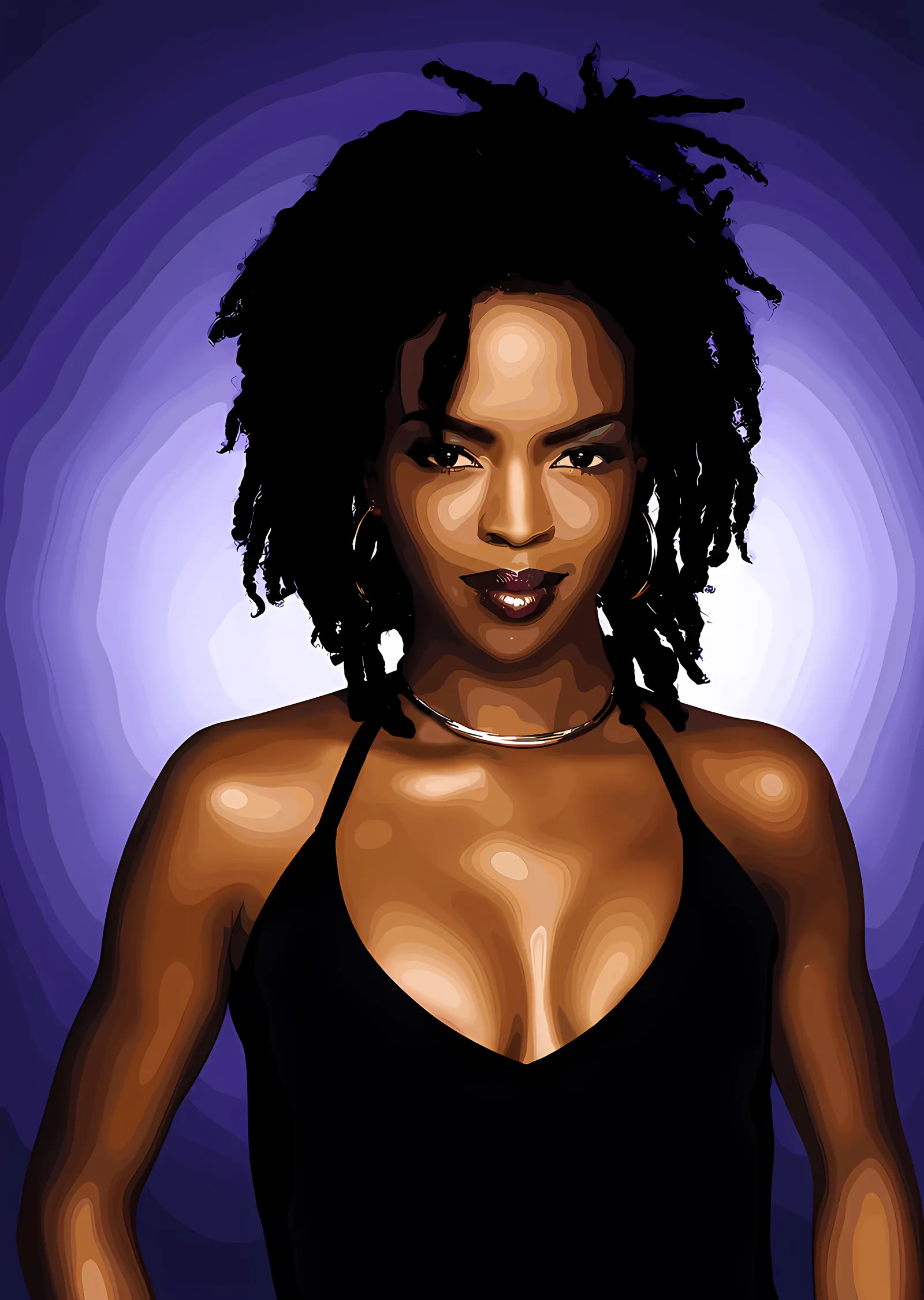 Lauryn Hill - Mor Zeminde Portre metal tablo
