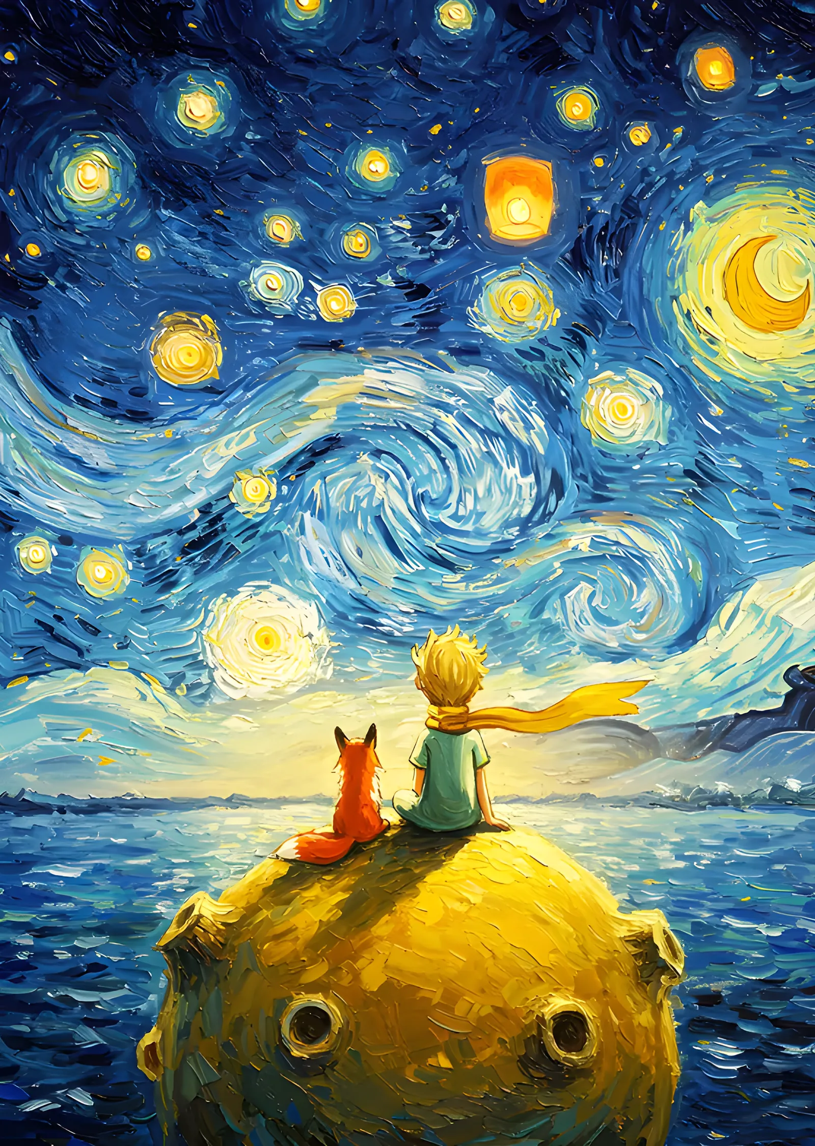 The Little Prince - Mavi Girdaplı Gökyüzü metal tablo