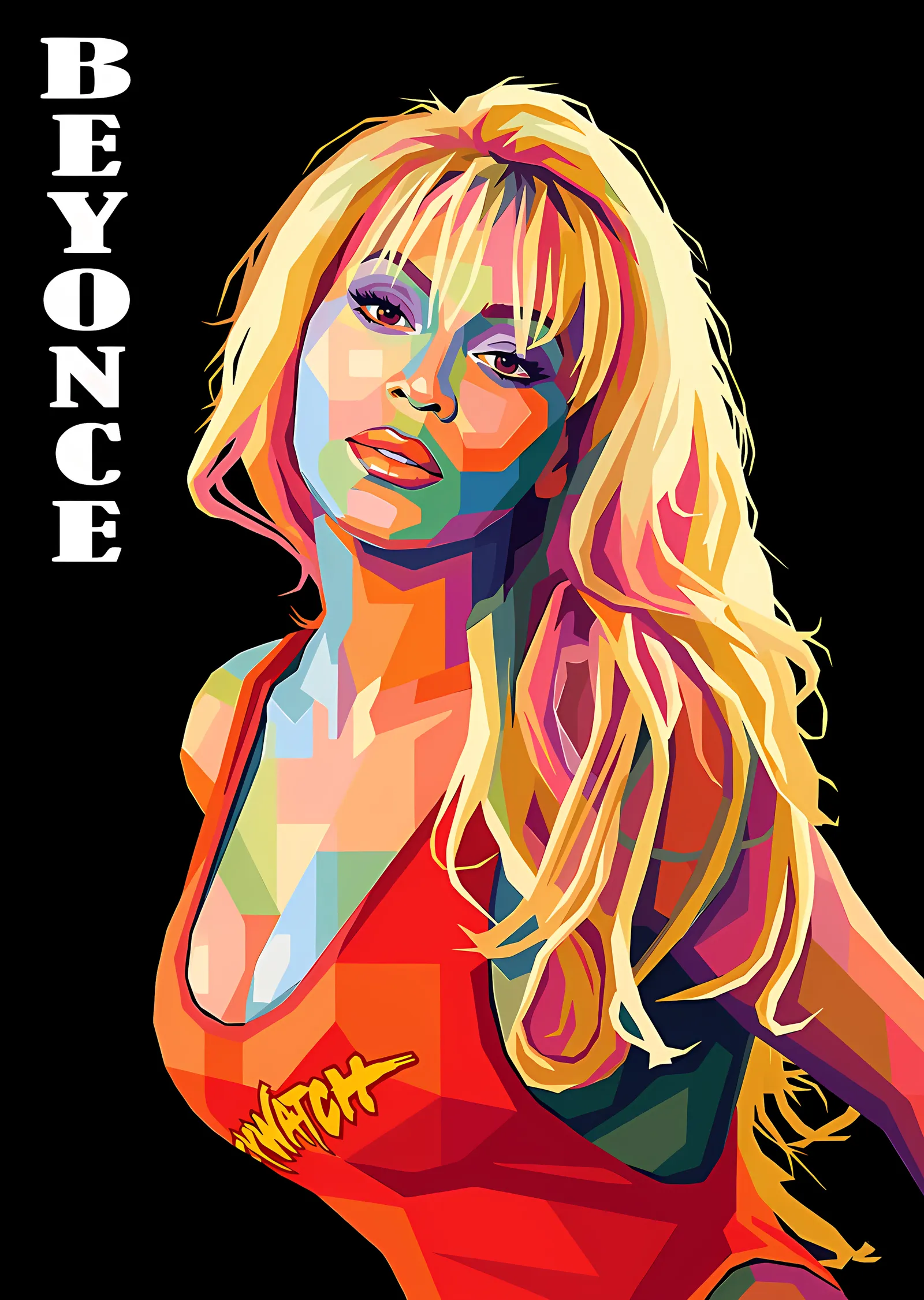 Beyoncé - Dikey İsimli Pop Art Portre metal tablo