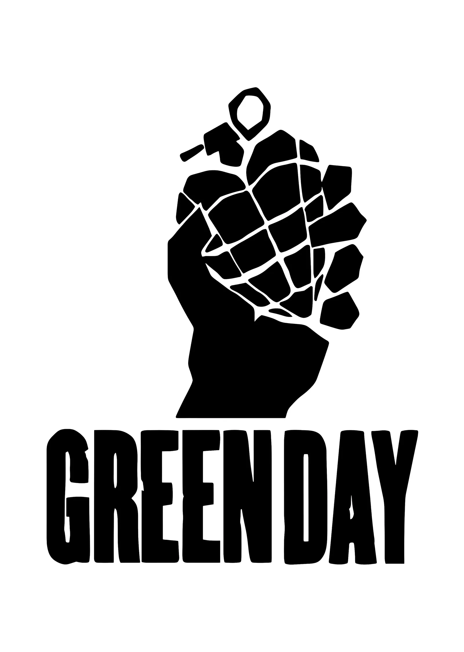 Green Day - Siyah Beyaz Yumruk Amblemi metal tablo