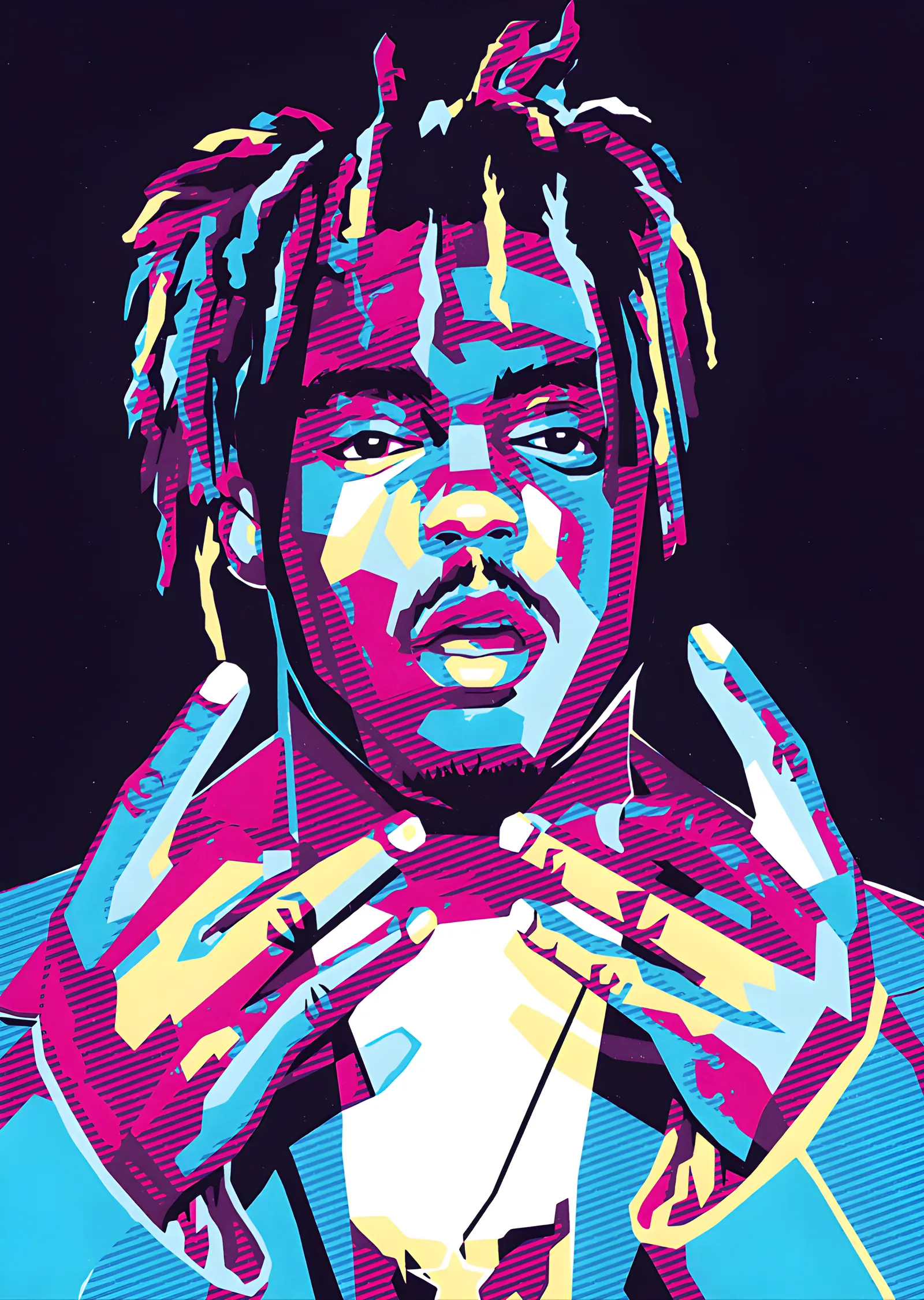Juice WRLD - Mor Sarı Pop Art Portre metal tablo