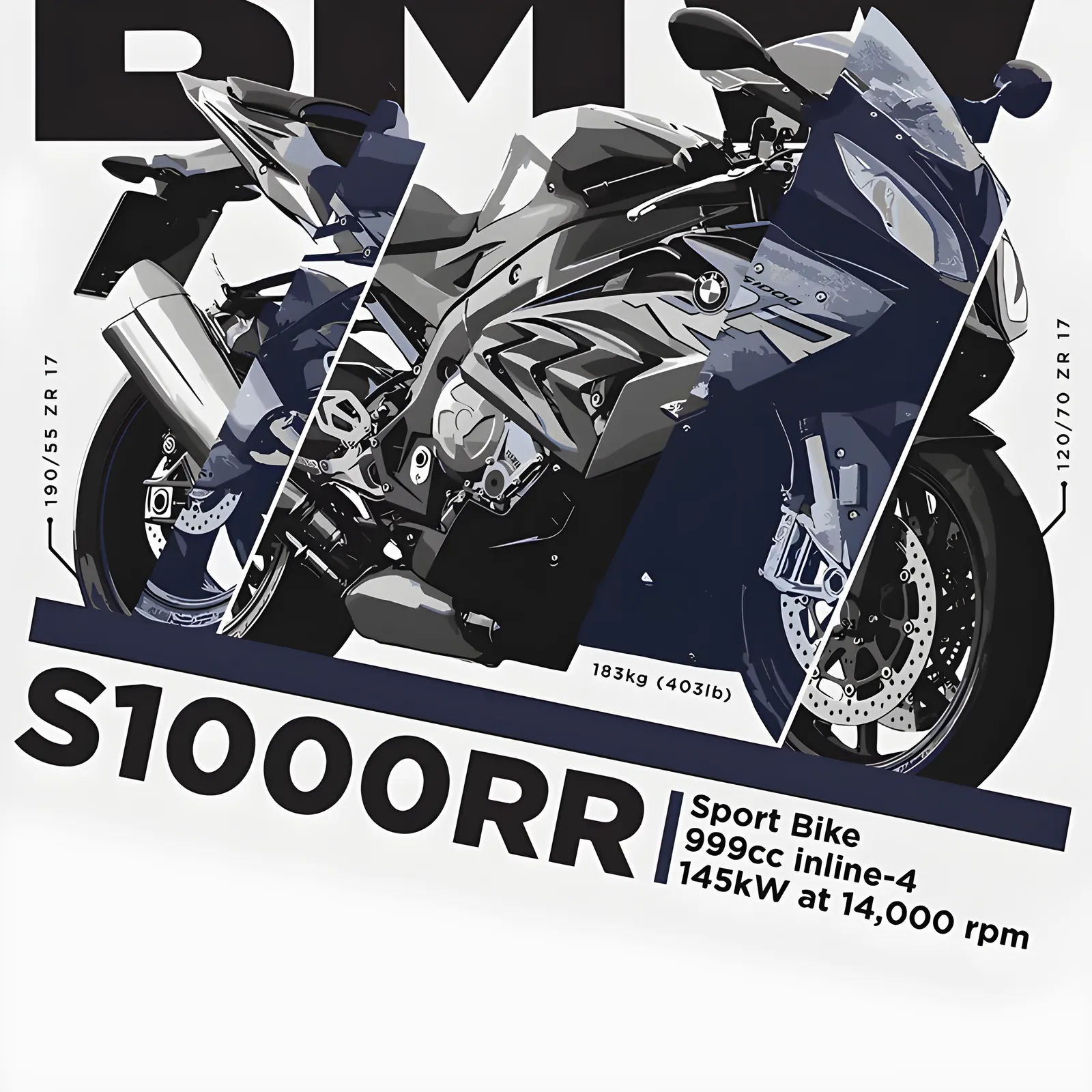 BMW S1000RR - Teknik Çizim Afişi metal tablo