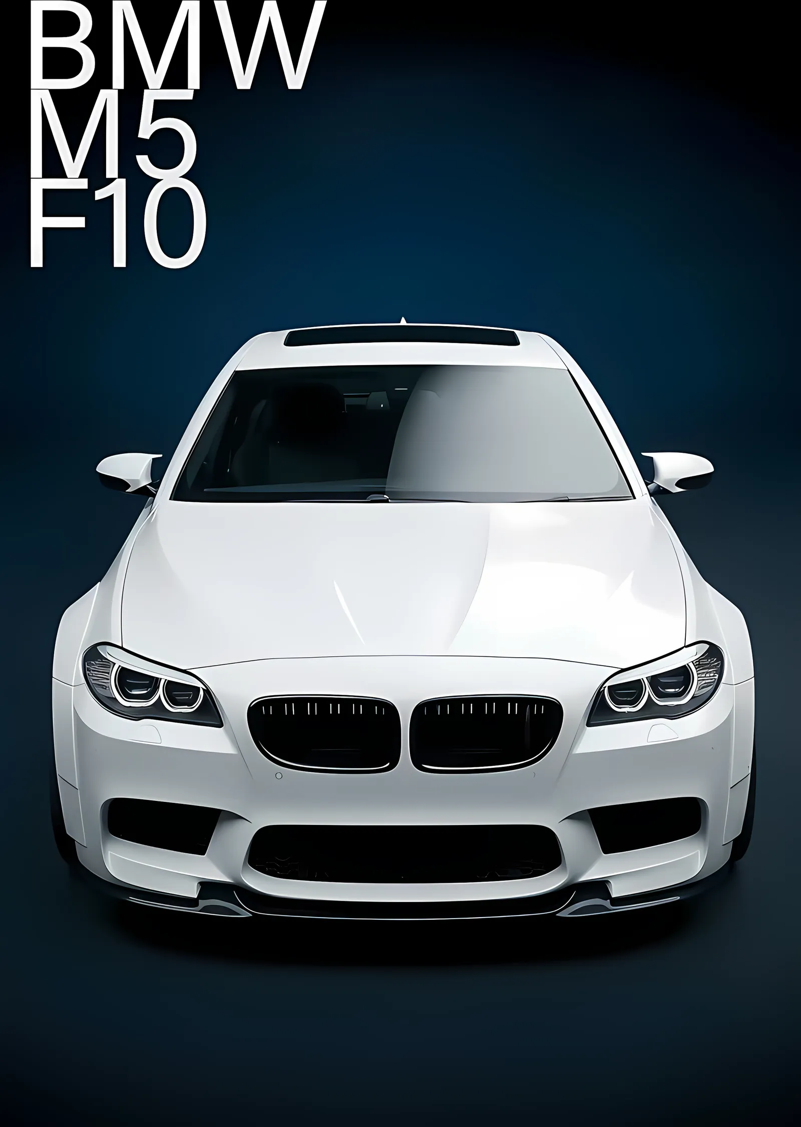 BMW M5 F10 · Lacivert Fonda Beyaz metal tablo