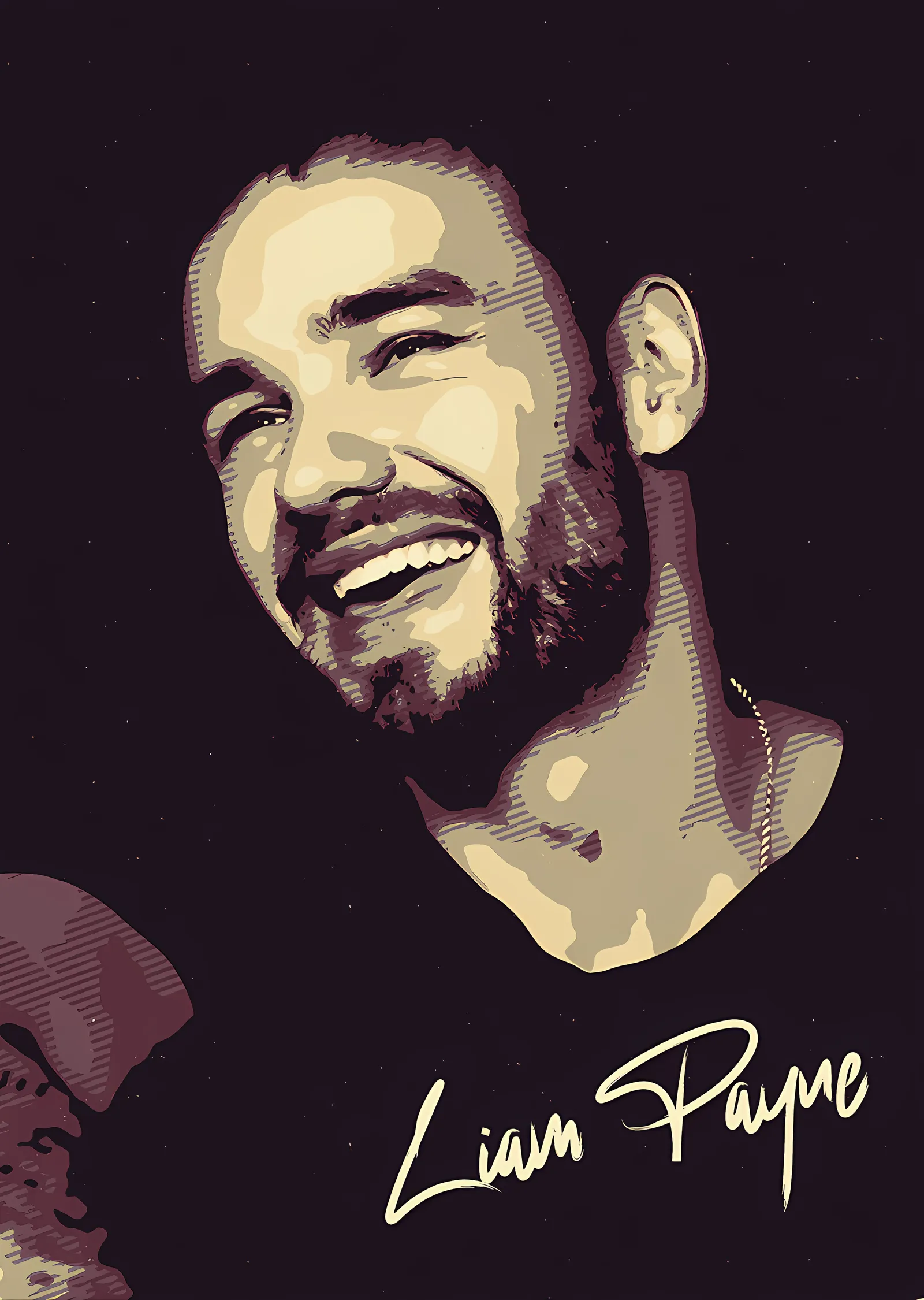 Liam Payne - Krem Tonlu Gülümseyen Portre metal tablo