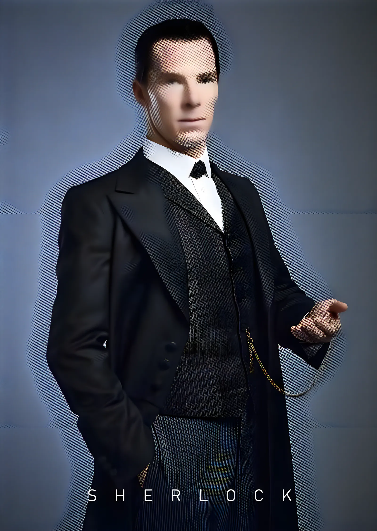Sherlock - Takım Elbiseli Portre metal tablo