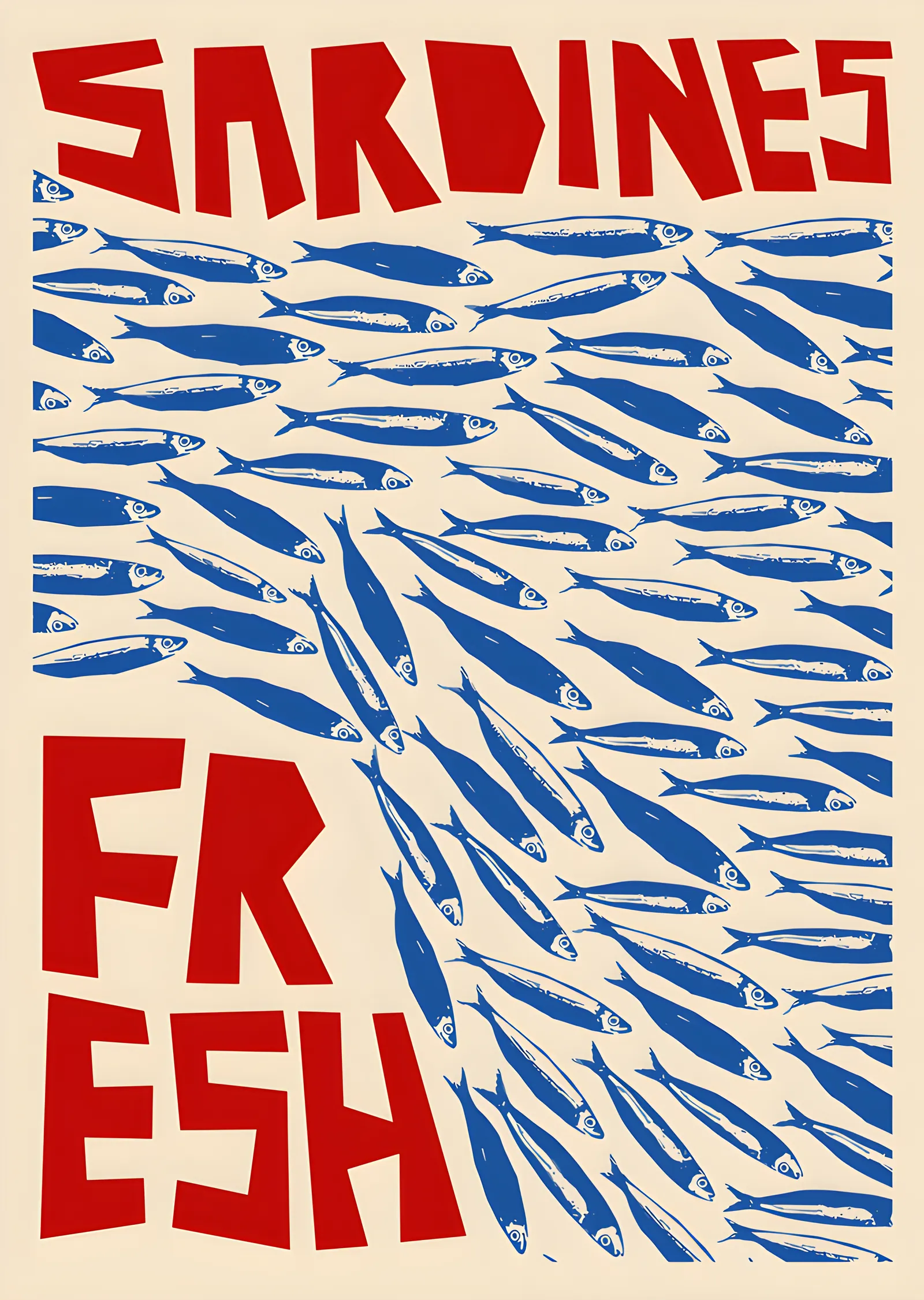 Sardines Fresh - Vintage Balık Afişi metal tablo