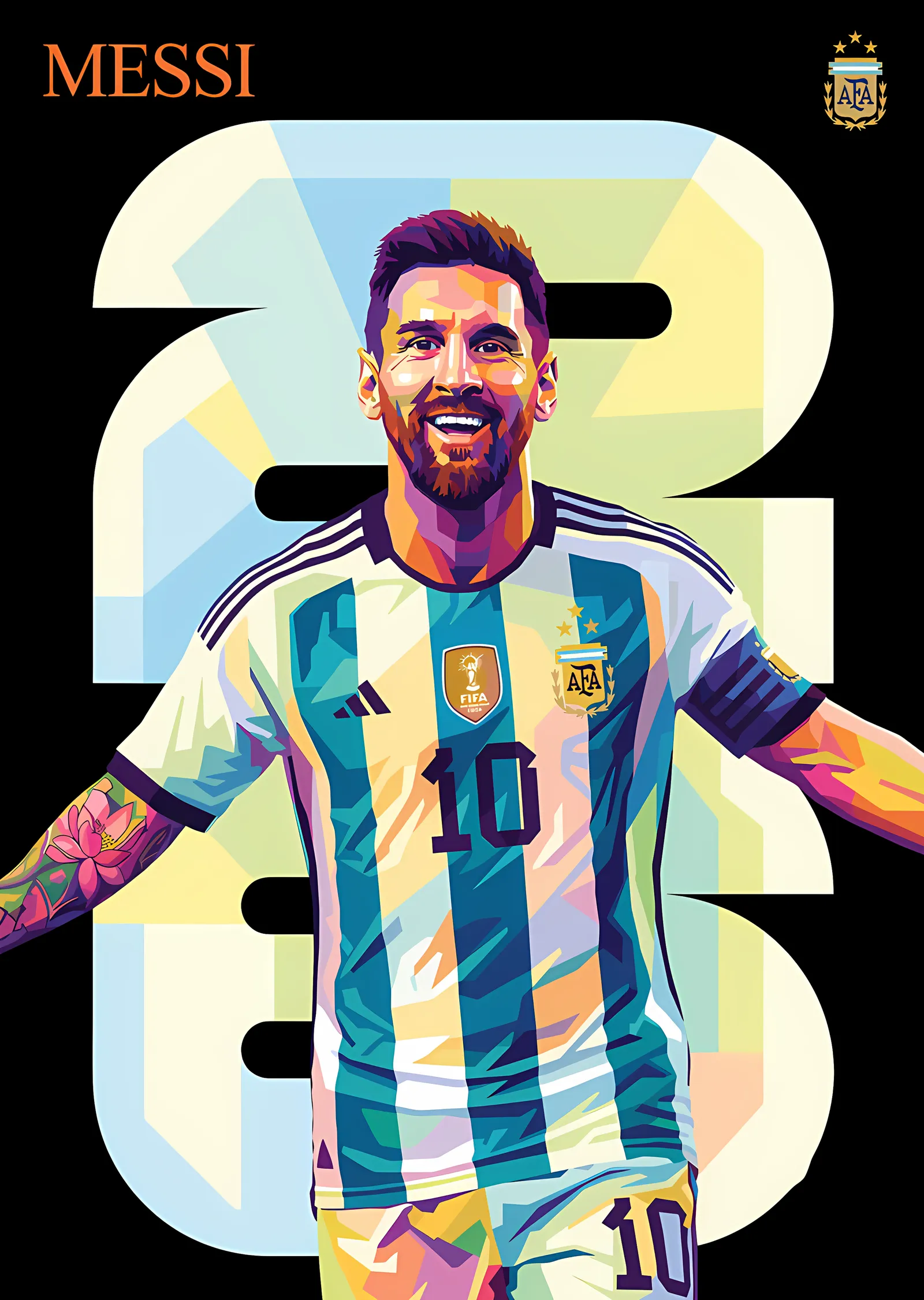 Lionel Messi - Renkli 10 Numara metal tablo