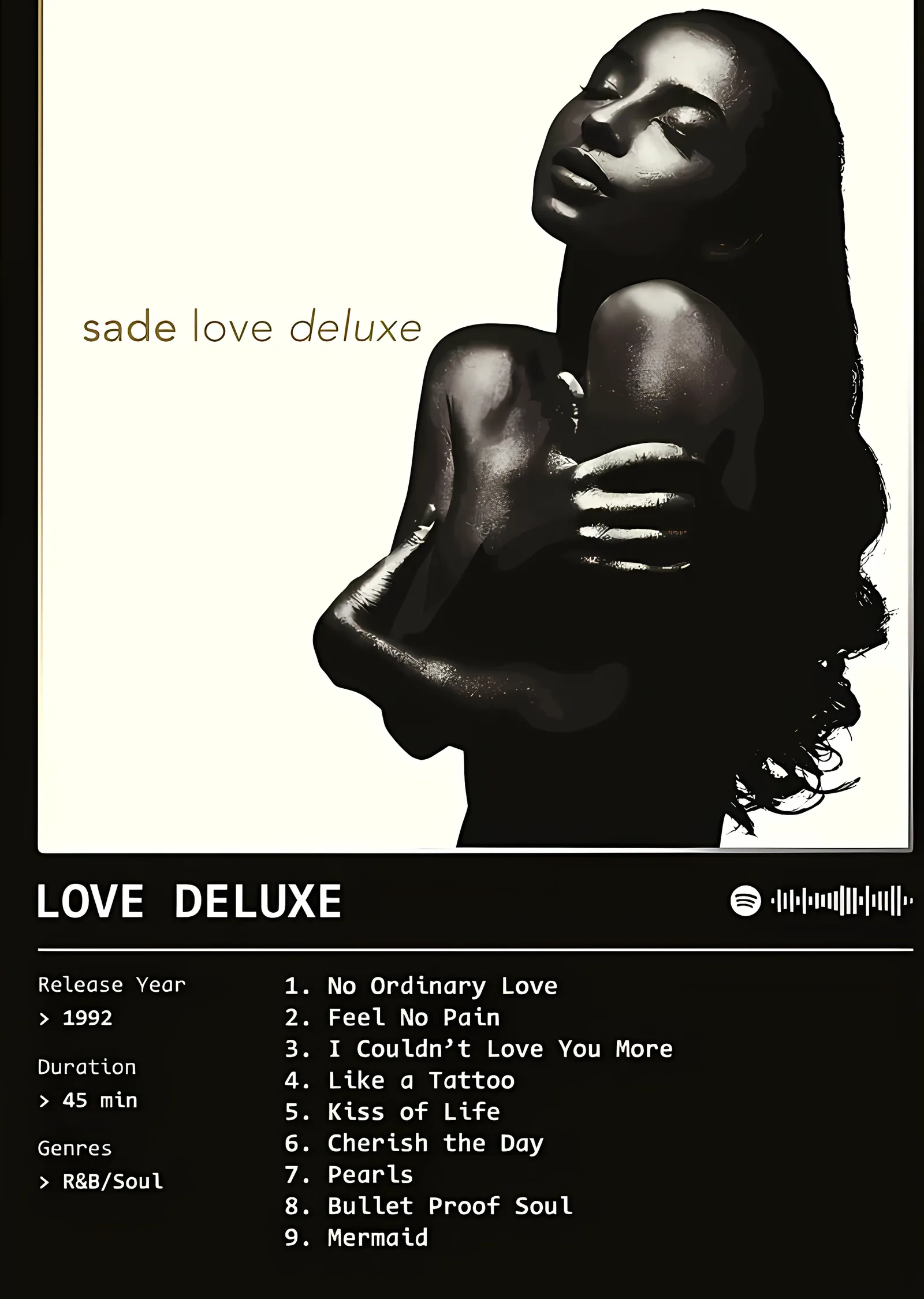 Sade - Love Deluxe metal tablo