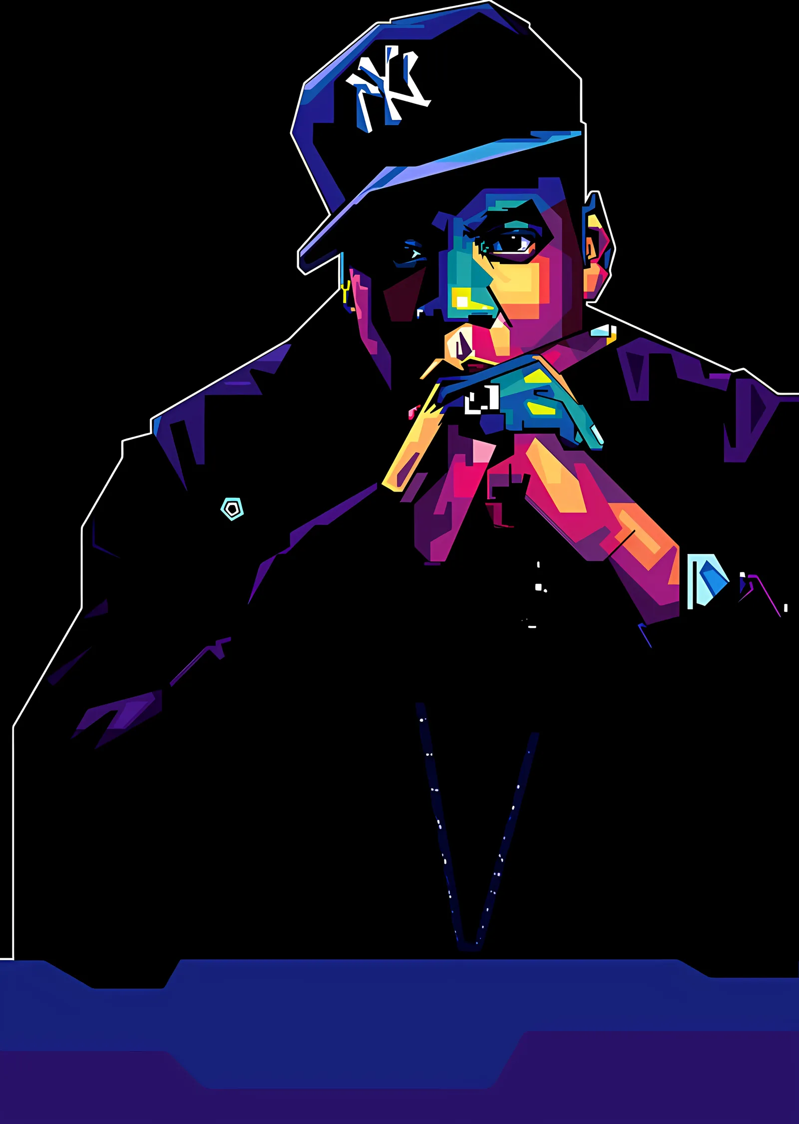 Jay-Z - Lacivert Zeminde Renk Blokları metal tablo