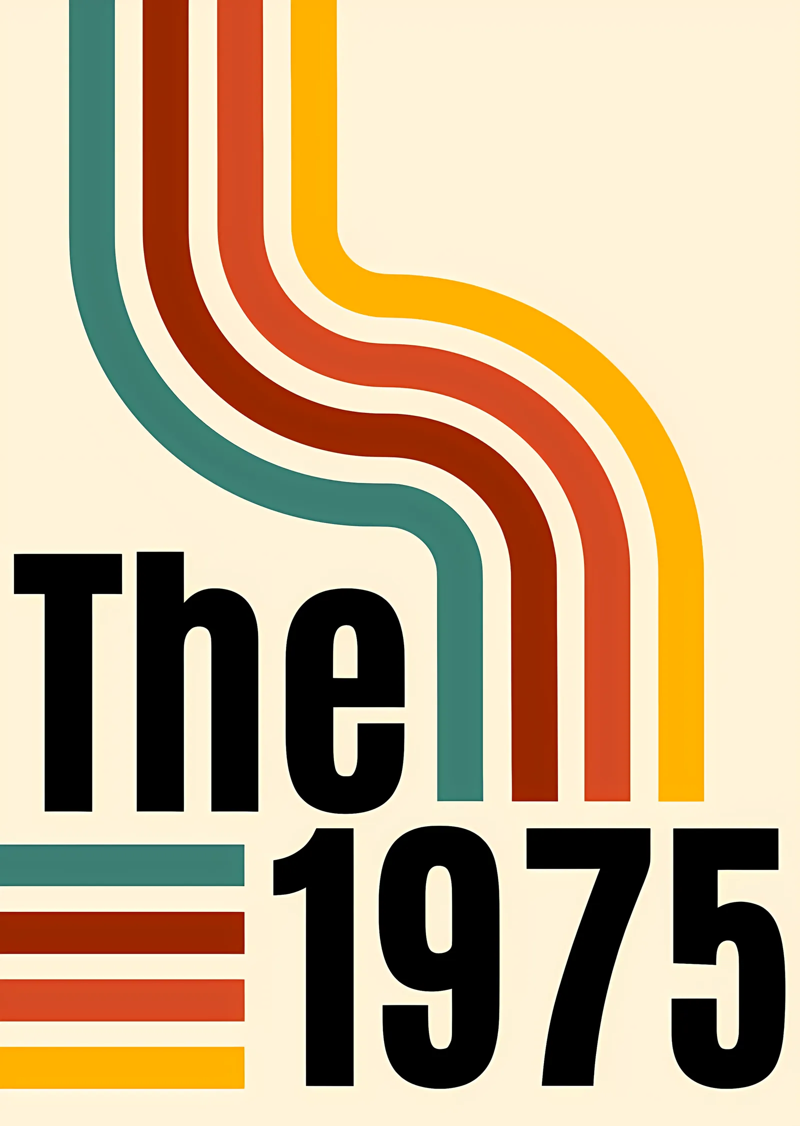 The 1975 - Retro Şerit Tipografisi metal tablo