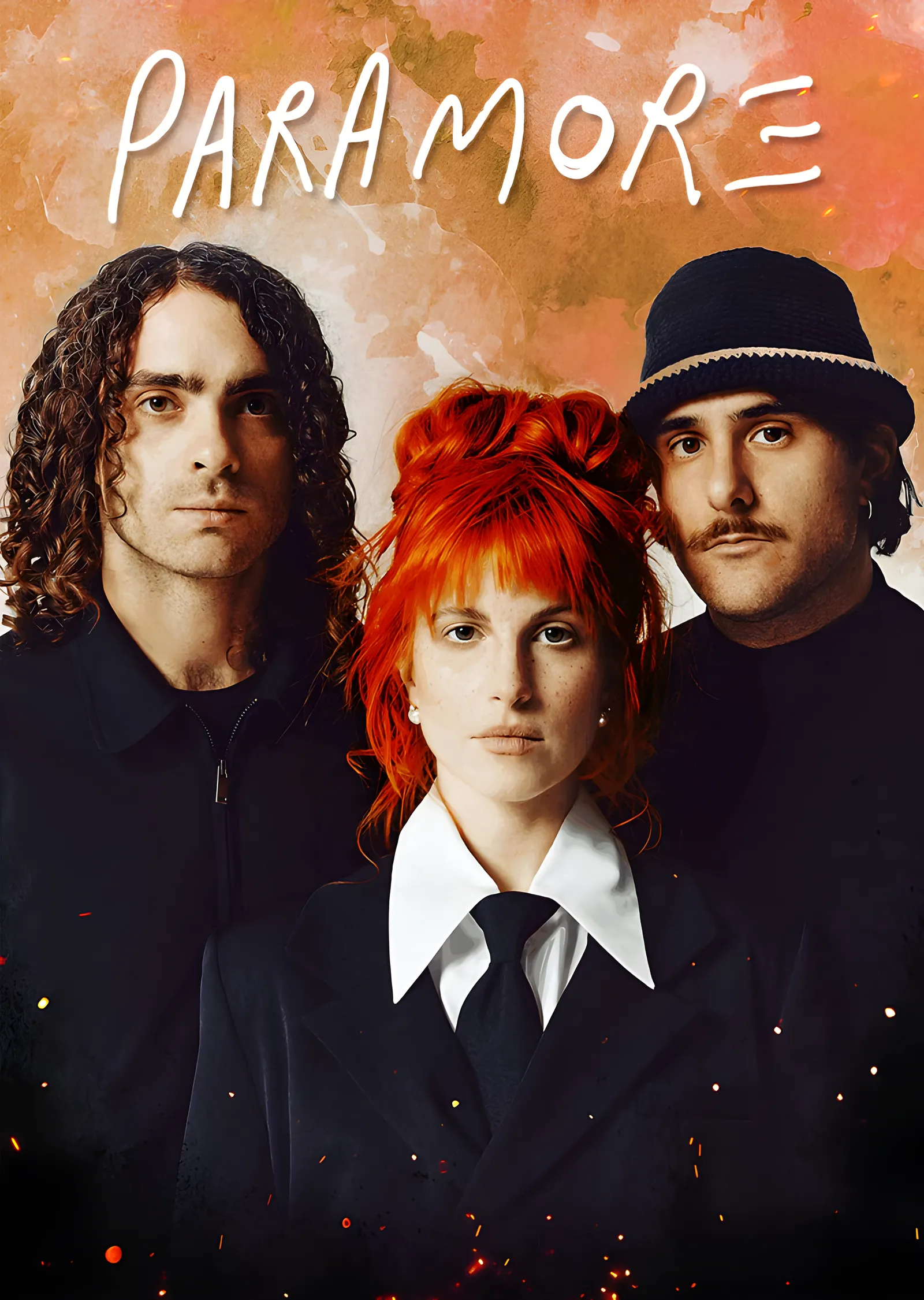 Paramore - Sepya Zeminde Üçlü Portre metal tablo