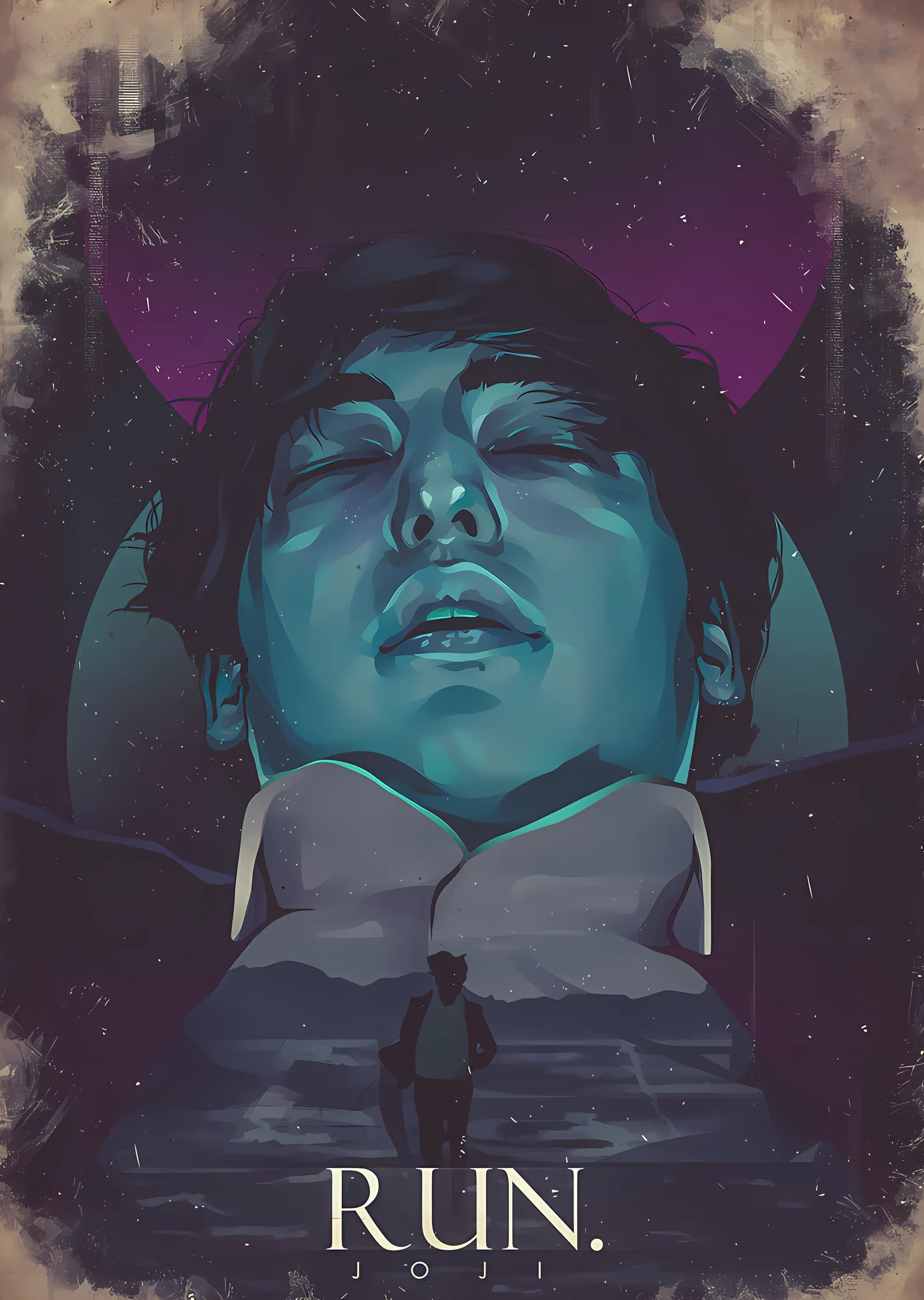Joji - Run Turkuaz İllüstrasyon metal tablo