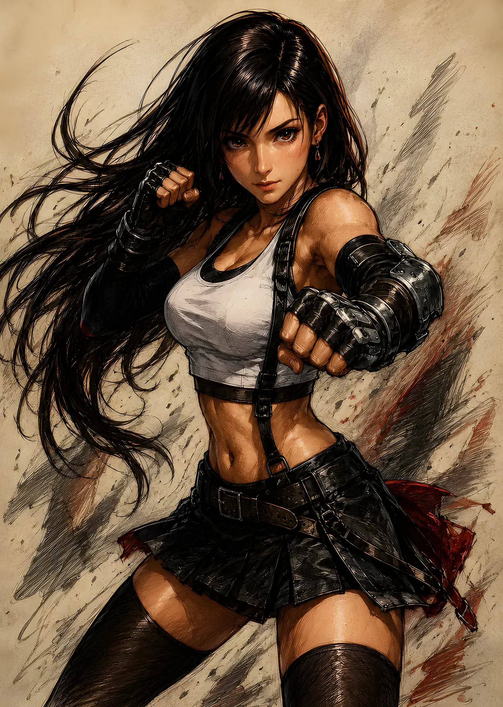 Tifa Lockhart - Dövüş Duruşu metal tablo