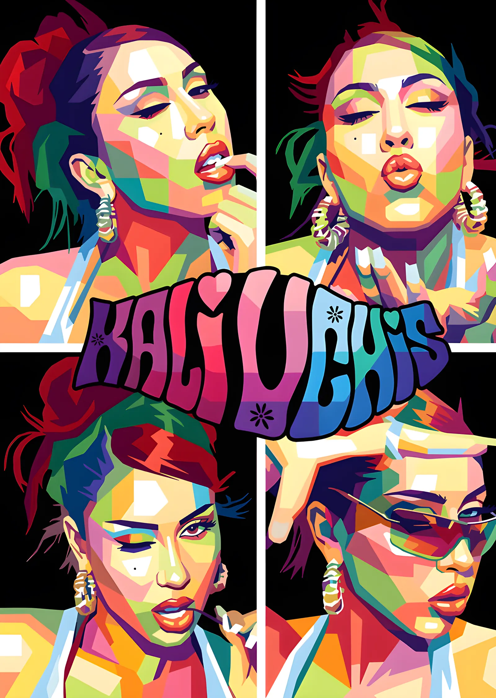 Kali Uchis: Dörtlü Pop Art metal tablo