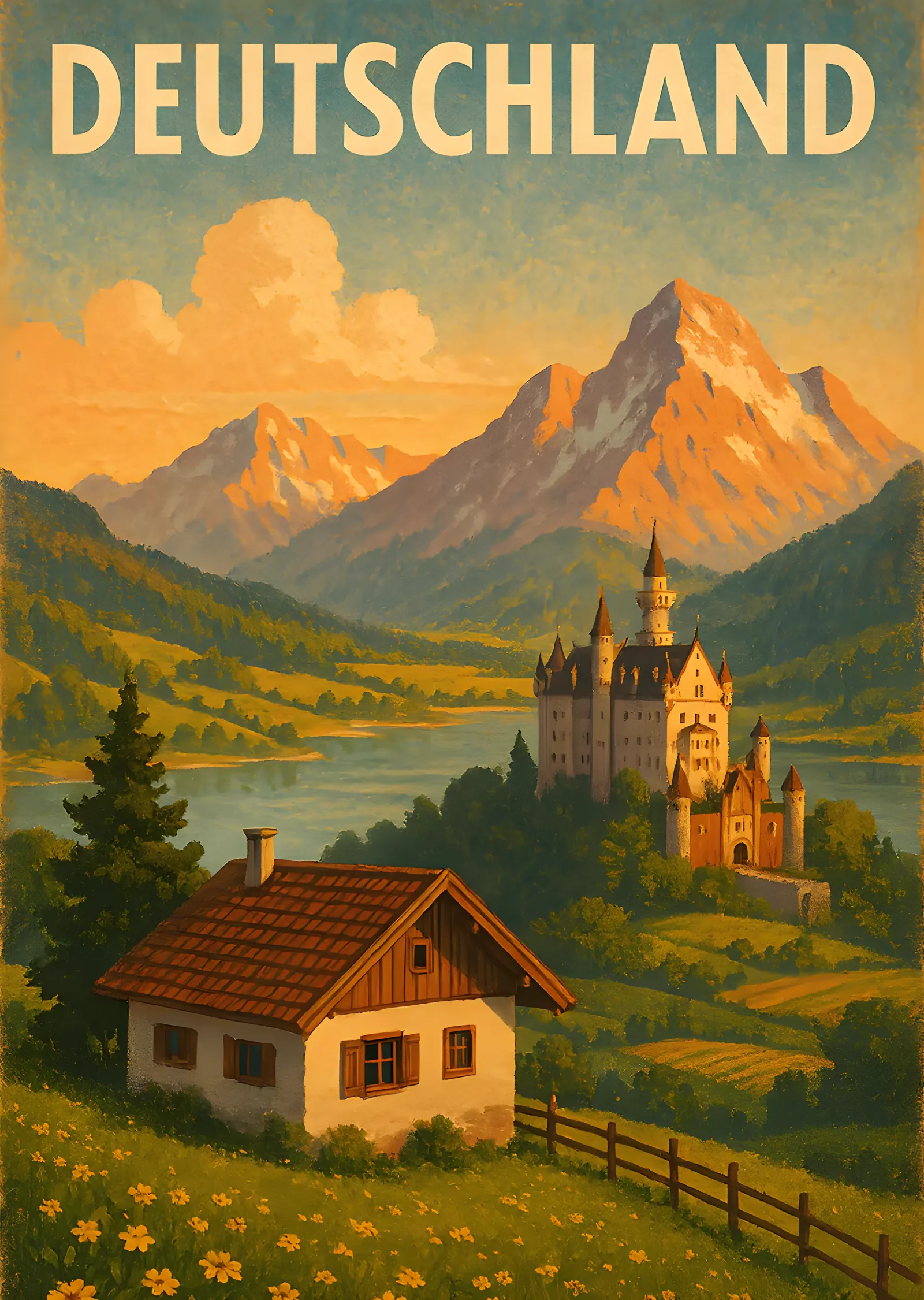 Deutschland - Vintage Seyahat Afişi metal tablo