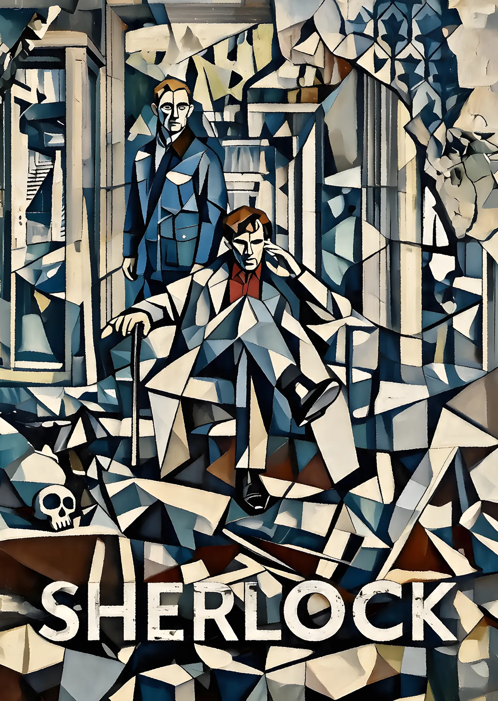 Sherlock - Vitray Tarzı Kübist Afiş metal tablo