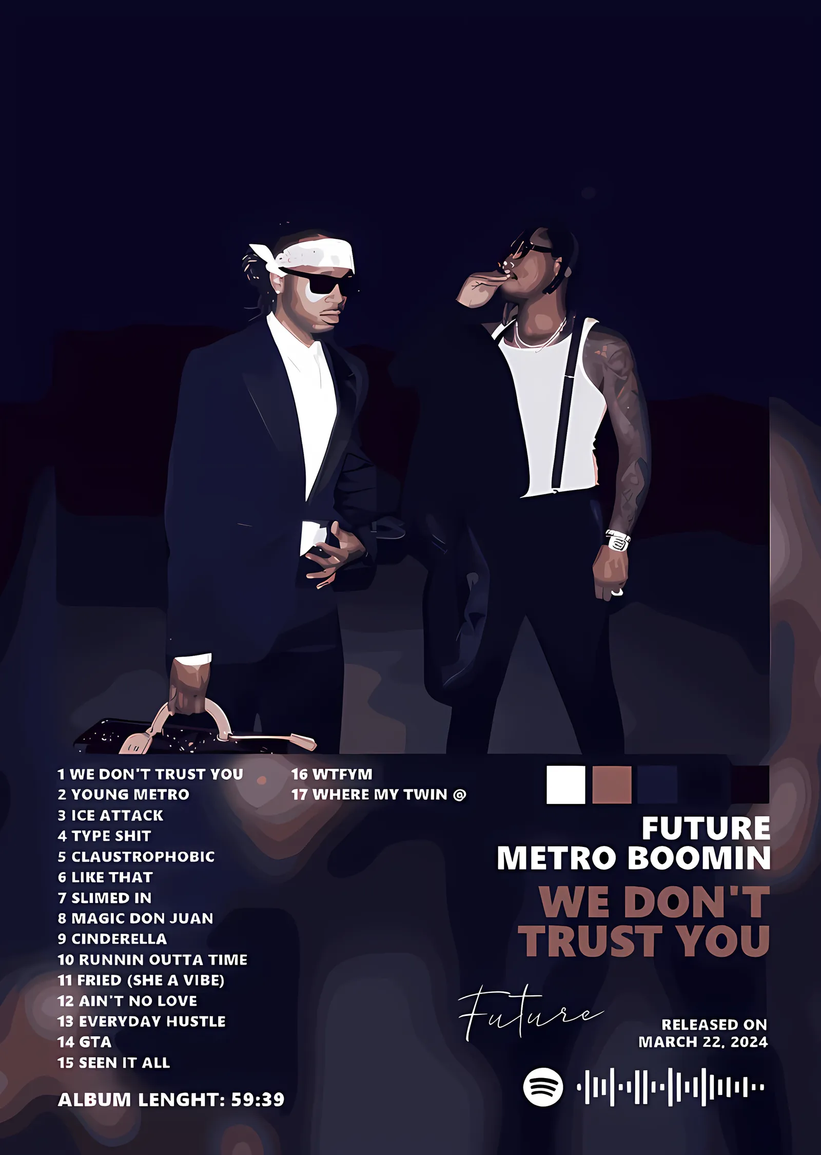 Future & Metro Boomin - Şarkı Listesi Künyesi metal tablo